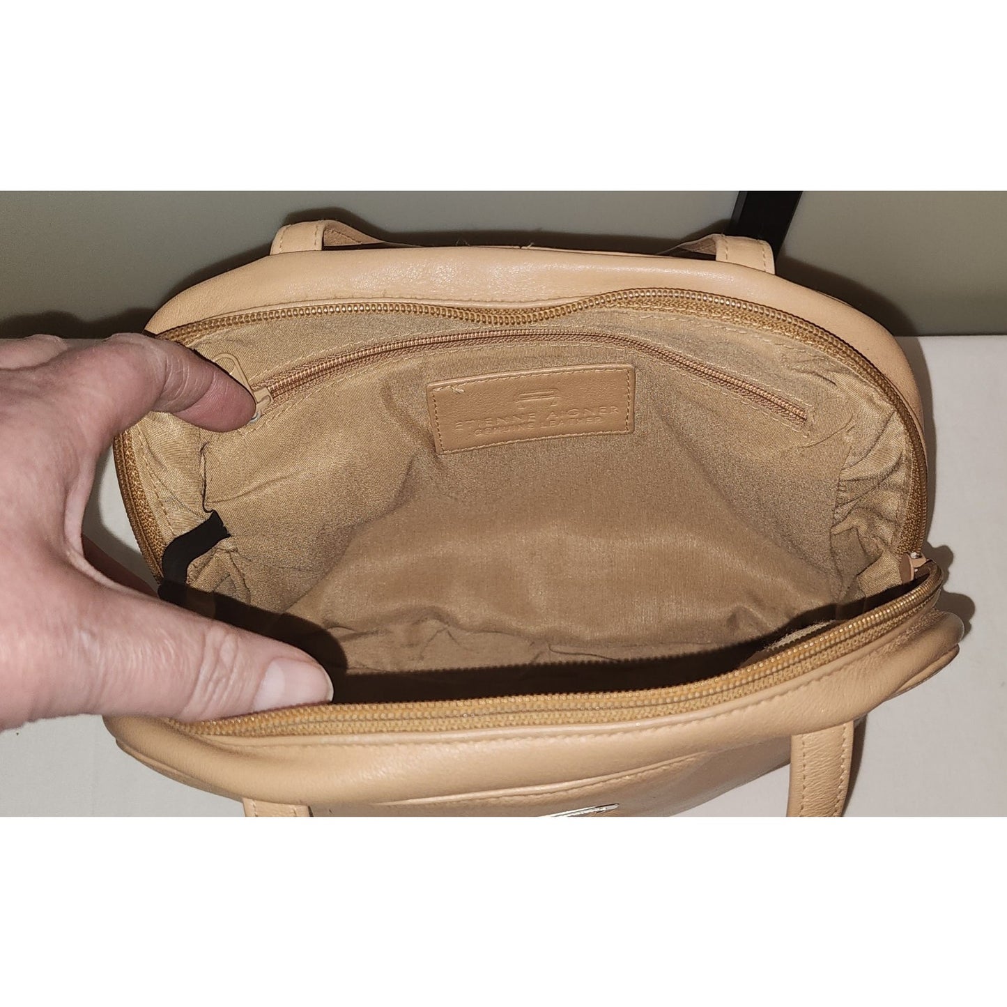 Vintage Etienne Aigner Small Beige Leather Top Handle Purse Boho