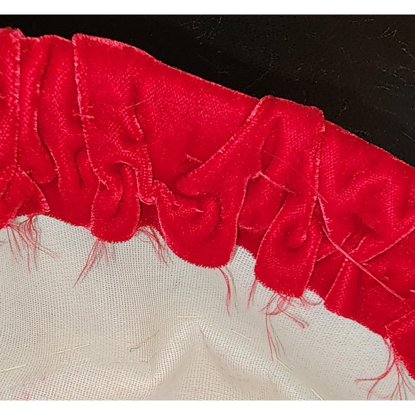 Vintage Pillbox Hat 1950s 60s Bright Red Pleated Velvet Tall Round Pillbox Hat Mid Century Handmade 21 in.