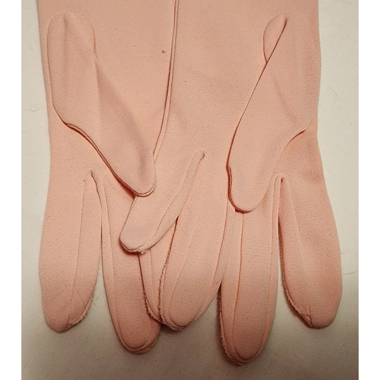 Vintage Pink Gloves 1950s Long Pink Nylon Ruched Gloves Possibly Unworn Mid Century 7