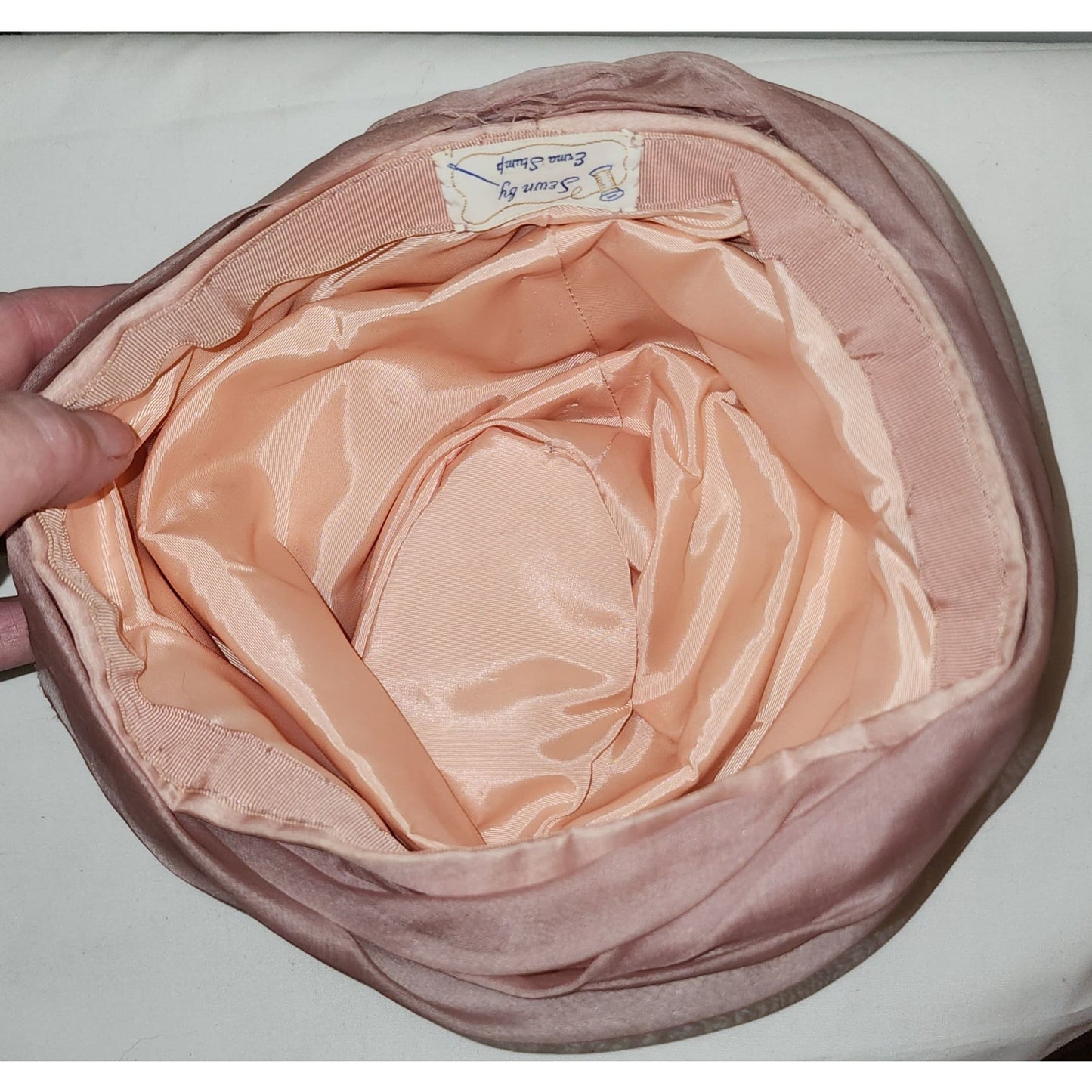 Vintage Rosette Hat 1950s 60s Light Pink Mauve Rosette Hat Pouf Hat Mid Century 22 inches