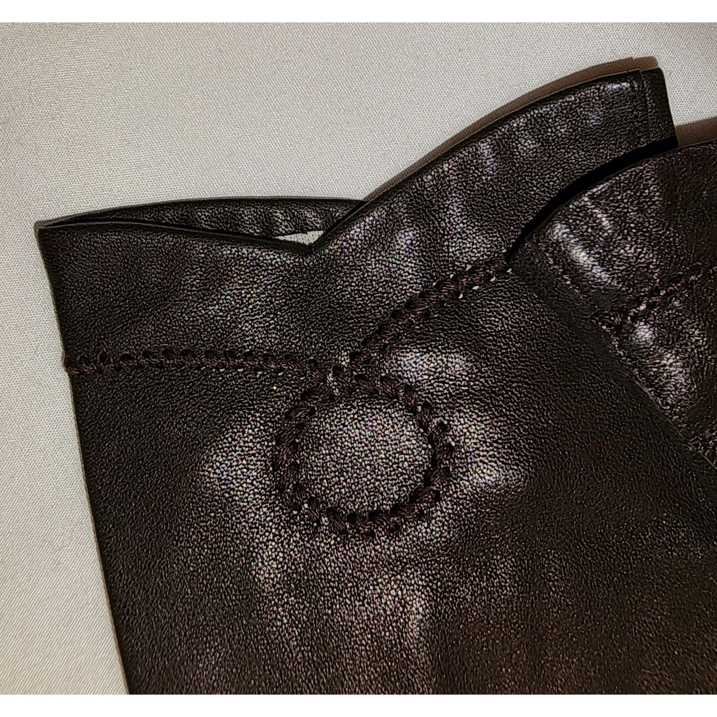 Vintage leather gloves 1960s thin black leather wrist gloves embroidered design rockabilly boho japan l 7 7.5 rip in lining