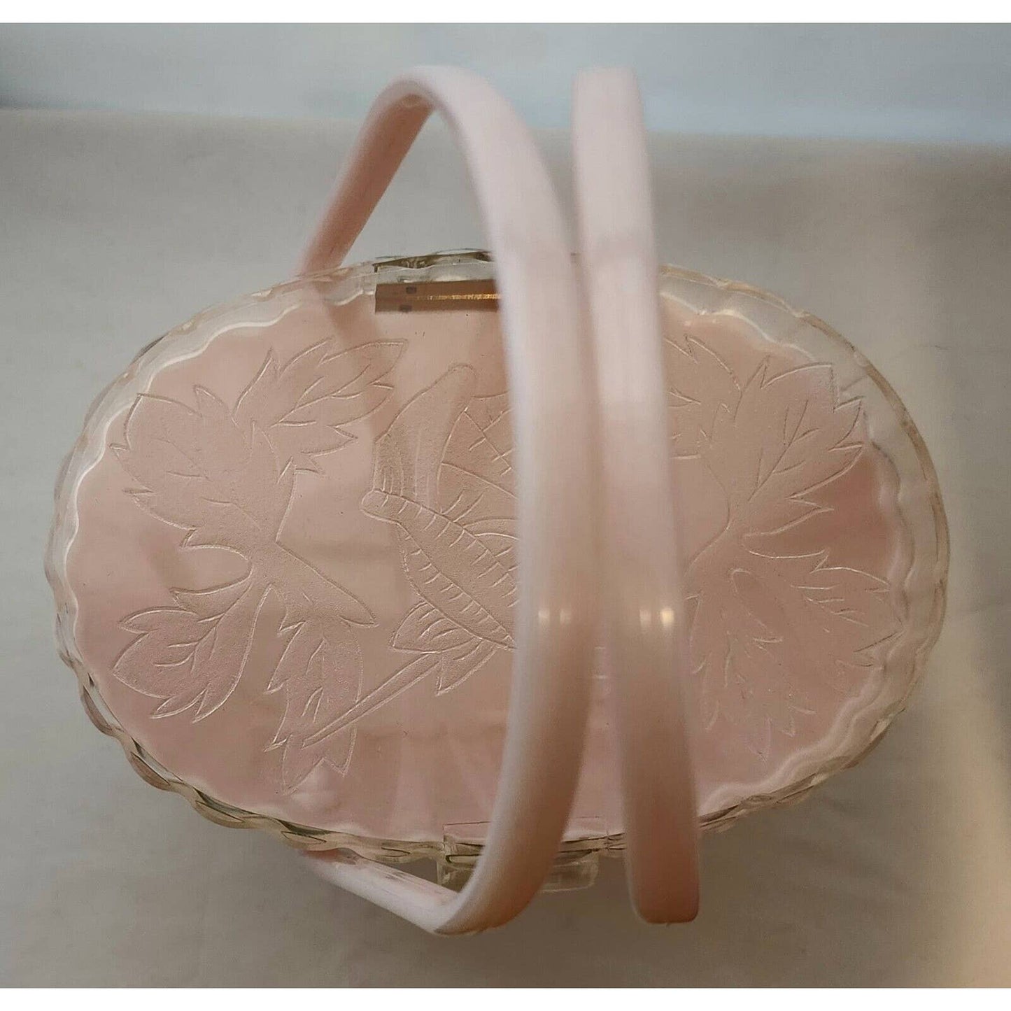Vintage 50s Pink Marbled Lucite Plastic Oval Purse Clear Lid Roses Mid Century