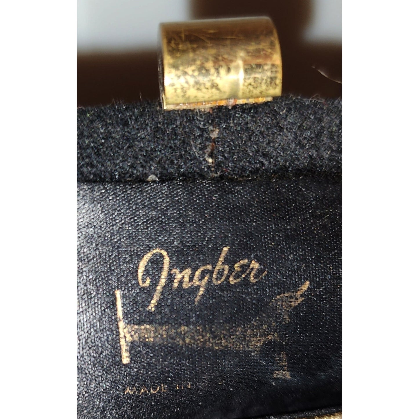 Vintage Wool Purse 1940s 50s Black Wool Purse Large Clear Lucite Acrylic Handle Ingber Mid Century