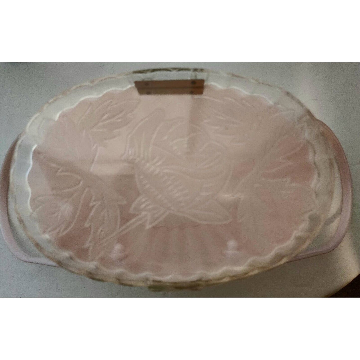 Vintage 50s Pink Marbled Lucite Plastic Oval Purse Clear Lid Roses Mid Century
