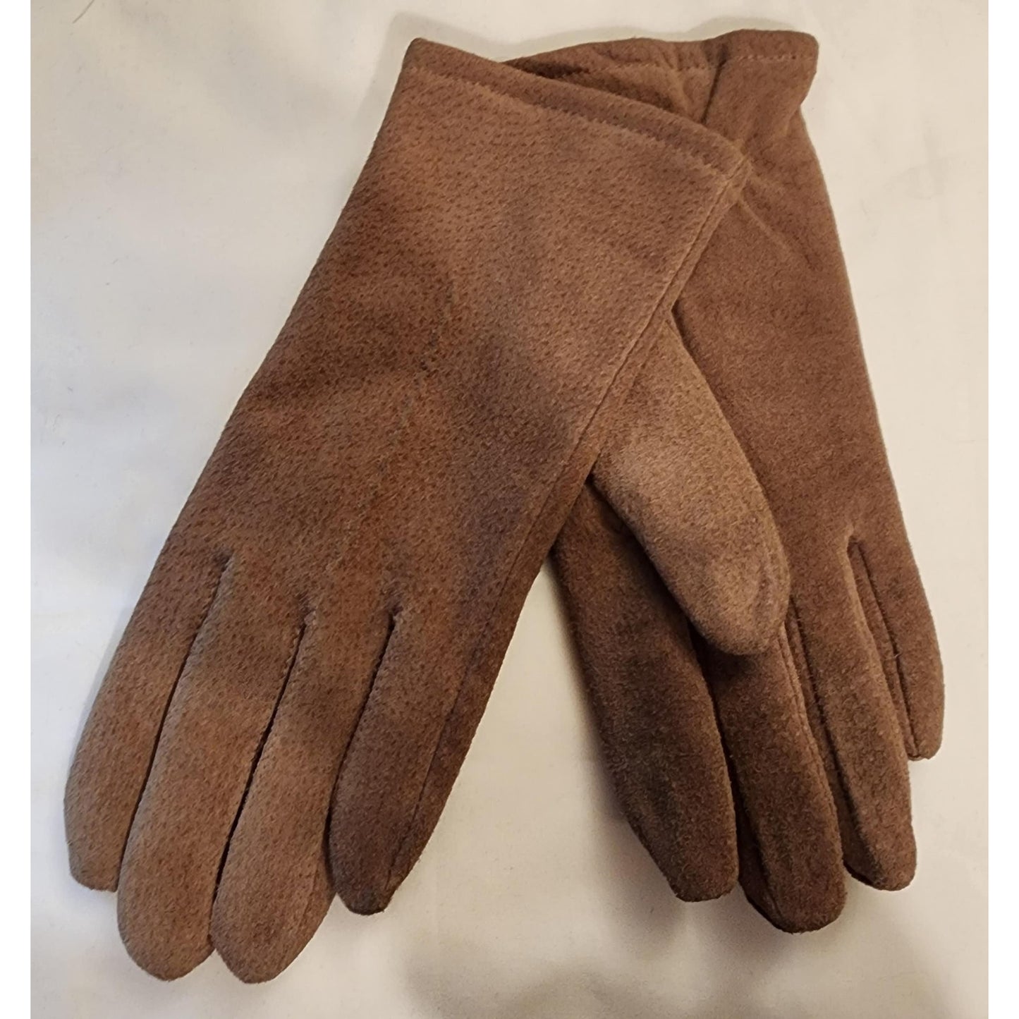 Vintage Suede Gloves 1980s 90s Light Brown Suede Fownes Gloves Soft Lining Boho M