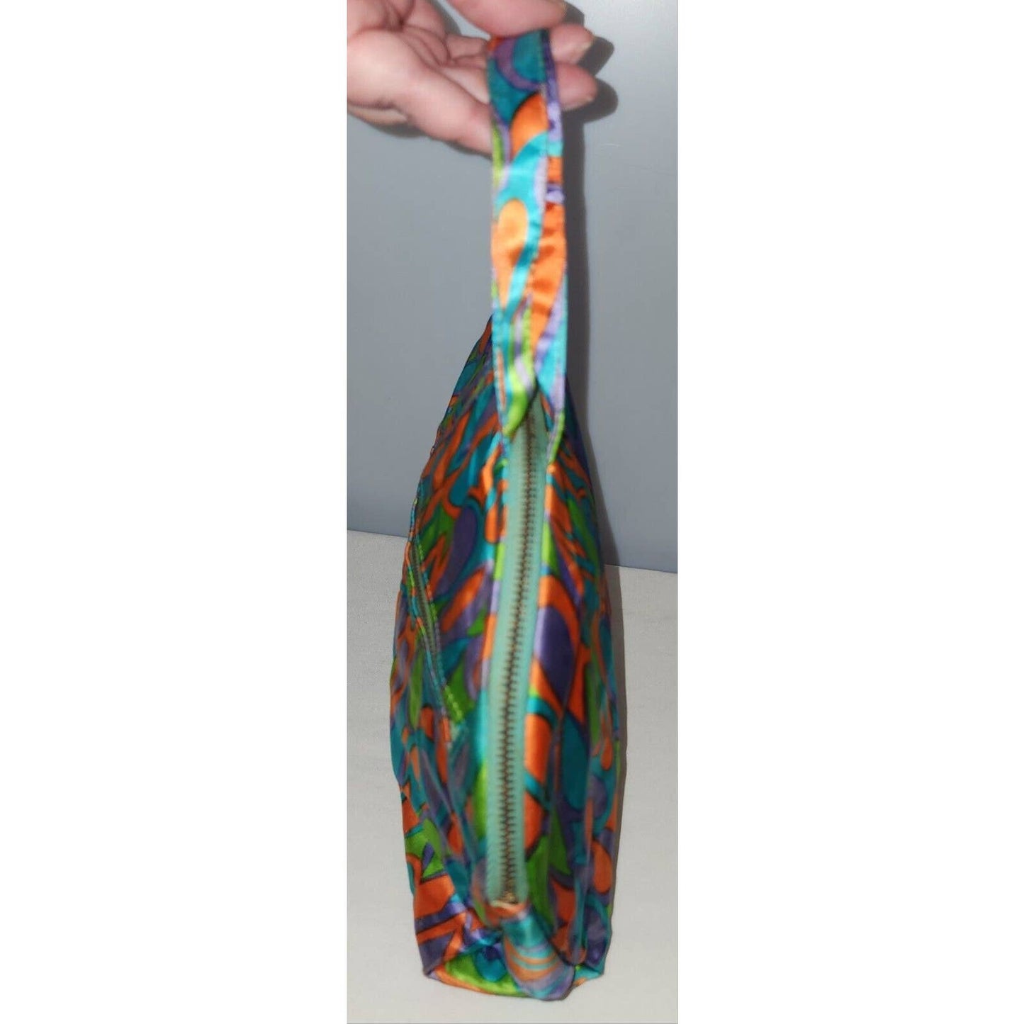 Vintage 60s Bright Psychedelic Print Satin Cosmetic Bag Celebrity Bags Mod