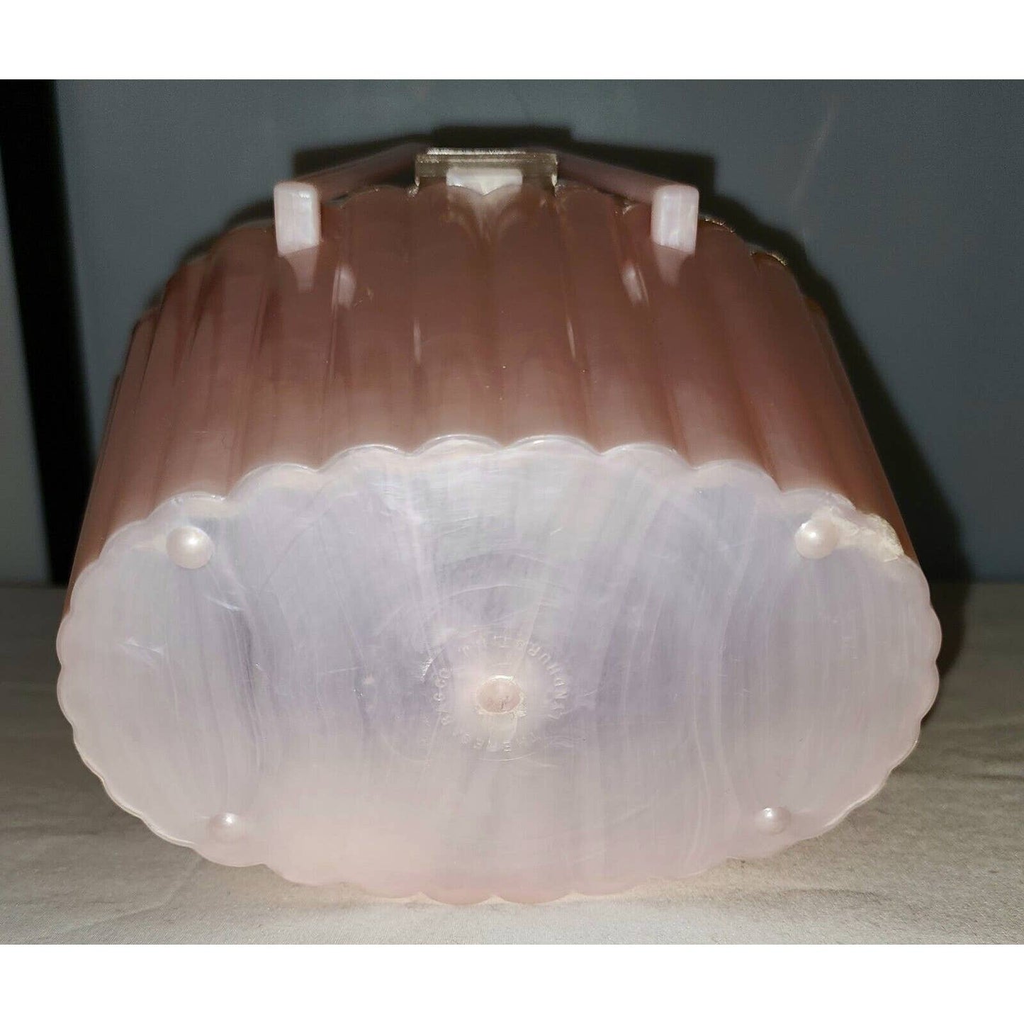 Vintage 50s Pink Marbled Lucite Plastic Oval Purse Clear Lid Roses Mid Century