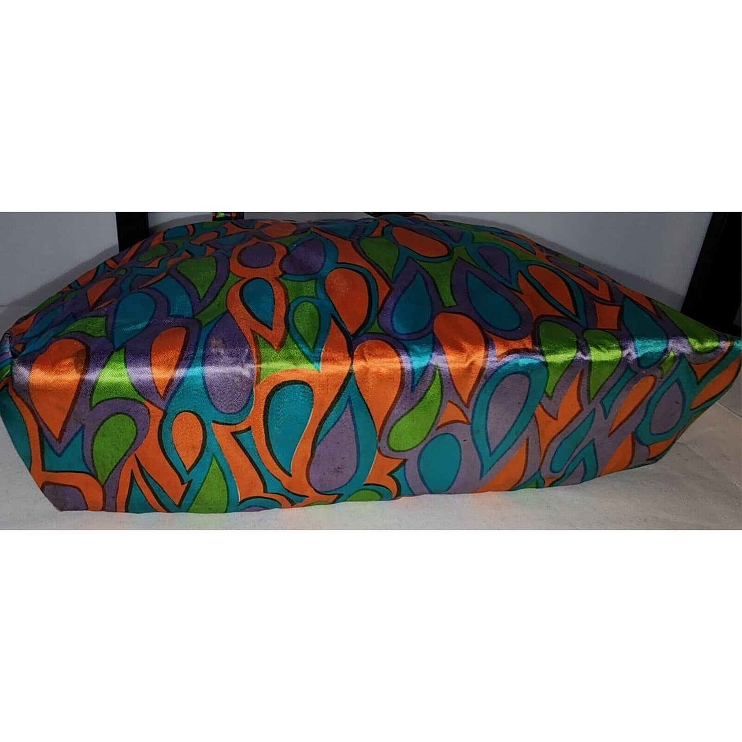 Vintage 60s Bright Psychedelic Print Satin Cosmetic Bag Celebrity Bags Mod