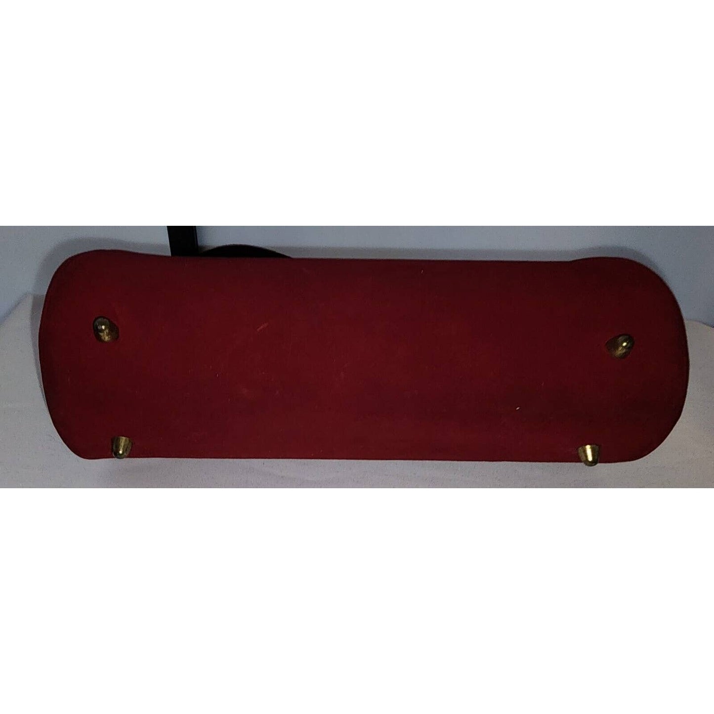 Vintage 50s Dark Red Oval Barrel Purse Soft Suedelike Fabric Mid Century Fall