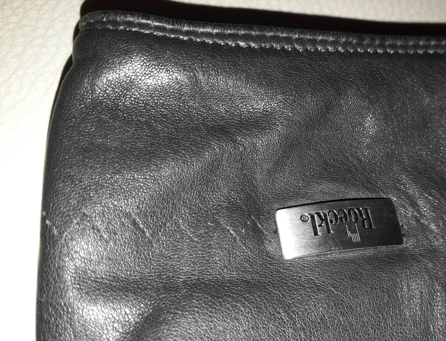 Vintage Leather Gloves Soft Dark Gray Leather Roeckl Gloves Soft Dark Blue Lining German Designer Gloves M L