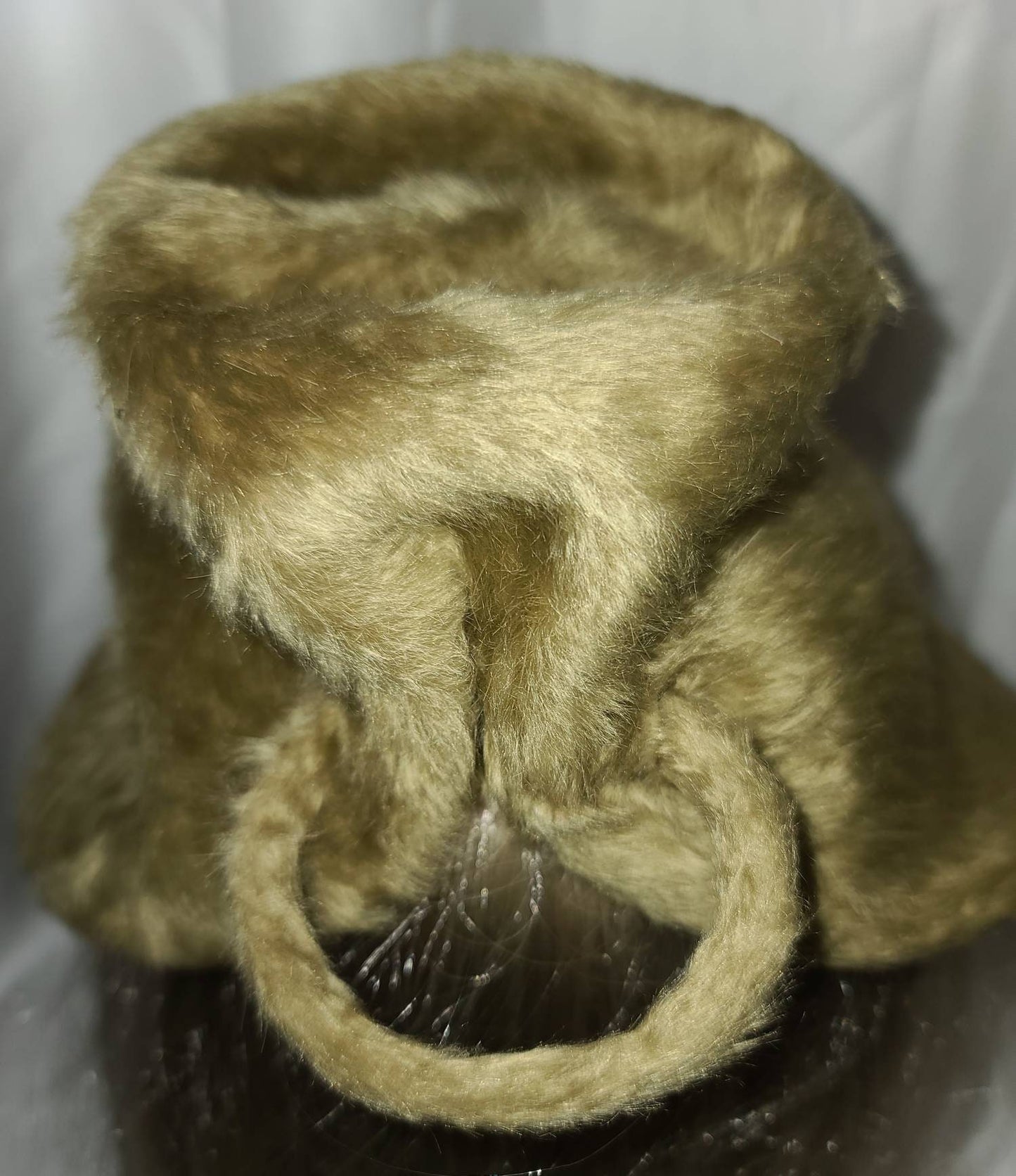 SALE Vintage Sculptural Hat 1950s 60s Chartreuse Green Furry Faux Fur Hat Large Back Loop Abstract German Rockabilly Mod 21.5 in.