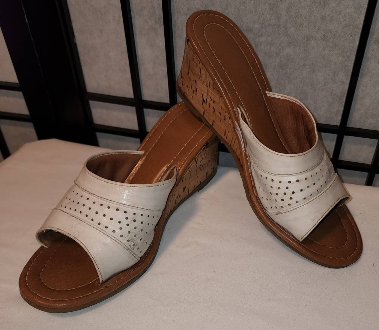 70s vtg Totar Leather Wedge Sandals • cheapest Made in Spain