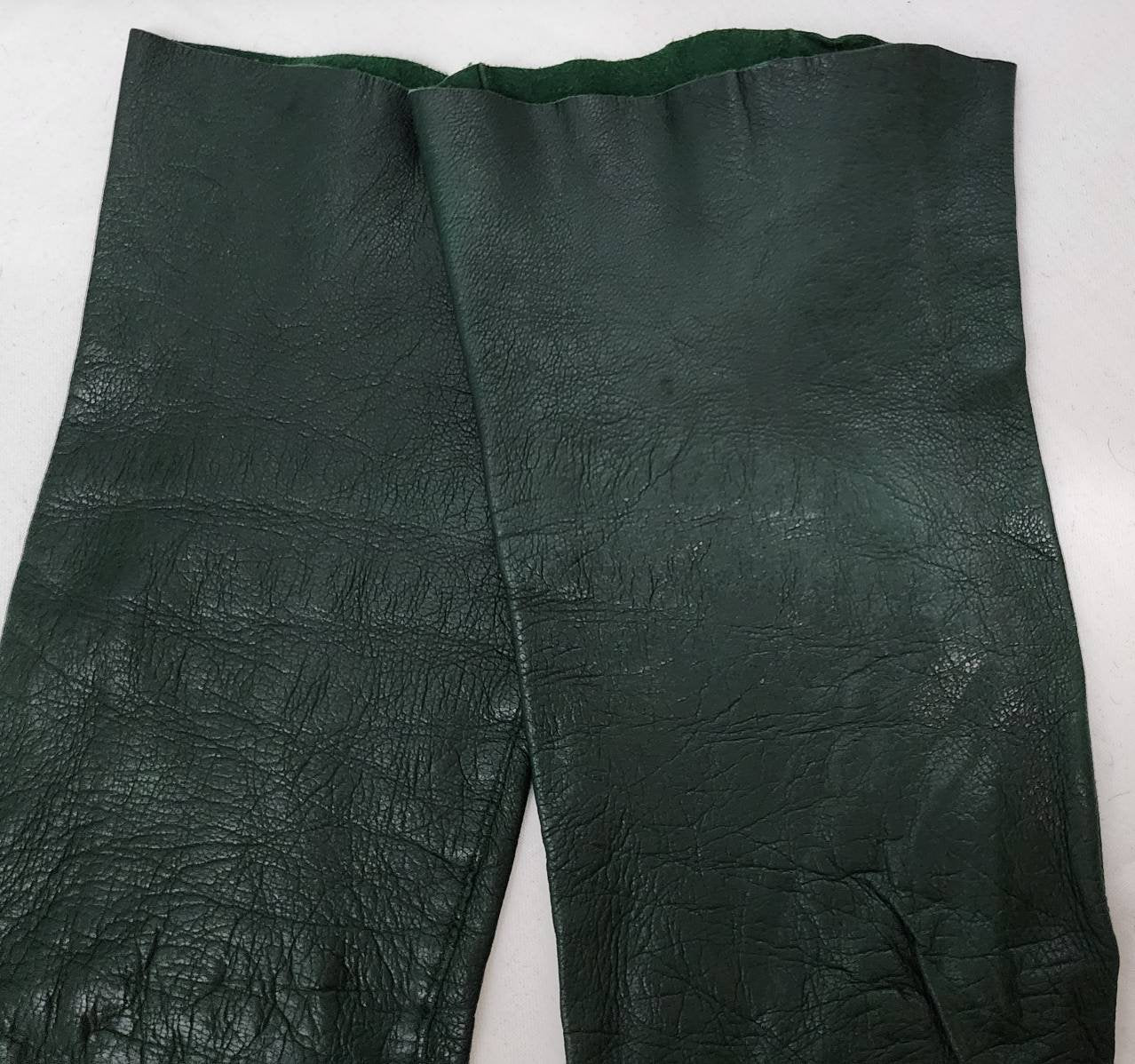 Vintage Leather Gloves 1950s 60s Midlength Thin Dark Green Leather Gloves Made in Italy Italian Leather Mid Century 7
