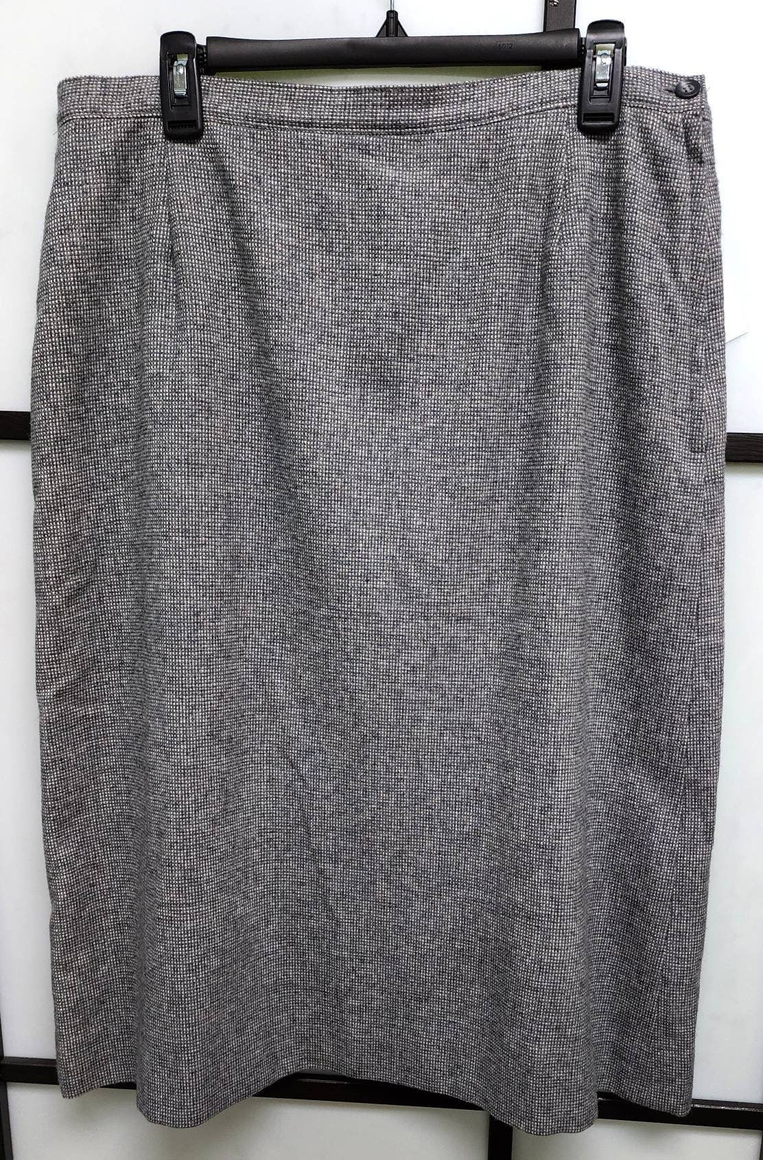 Vintage Wool Skirt 1980s 90s Pendleton Plus Size Black White Tiny Check Pattern Wool Pencil Skirt Straight Skirt Rockabilly Pinup XL