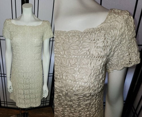 Vintage Tape Lace Dress 1960s Cream Soutache Minidress Tunic Dress Top galaxievintage Vintage Tape Lace Dress 1960s Cream Soutache Minidress Tunic Dress Top galaxievintage