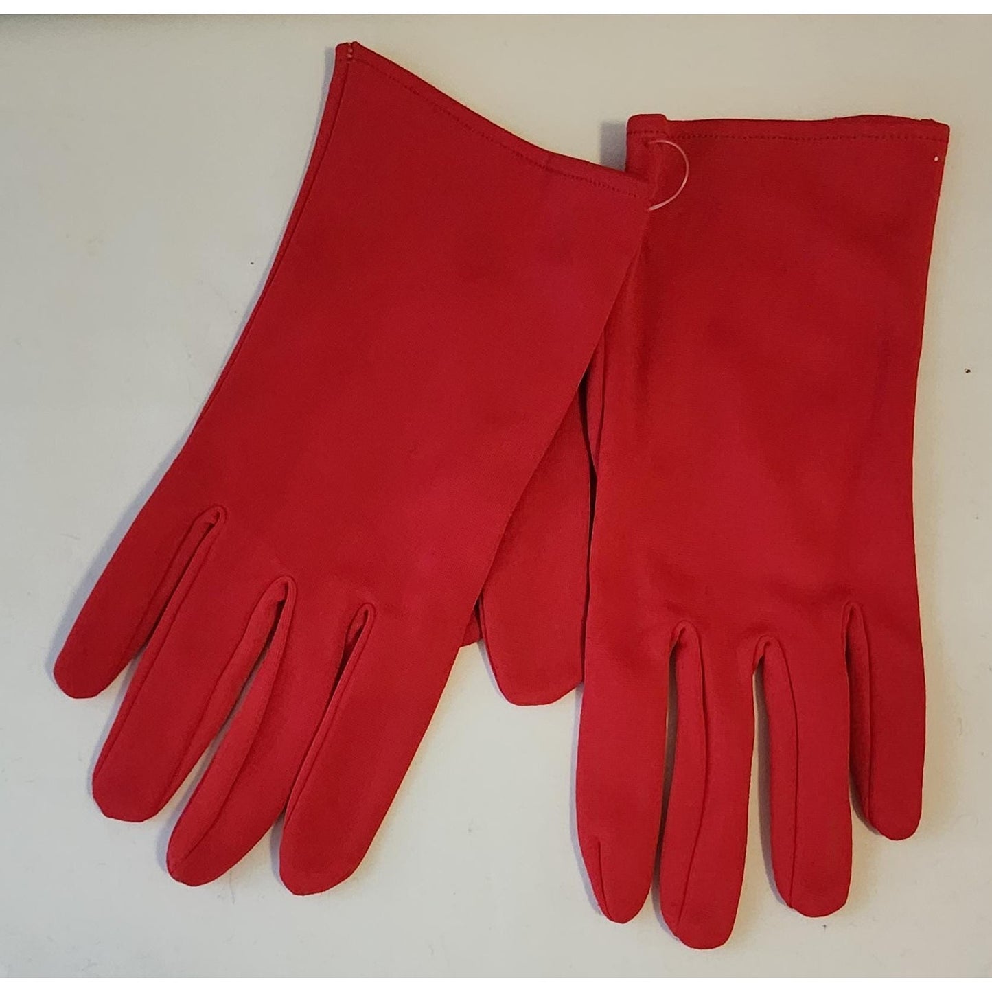Vintage Red Gloves 1960s Red Stretch Nylon Wrist Gloves Mid Century L
