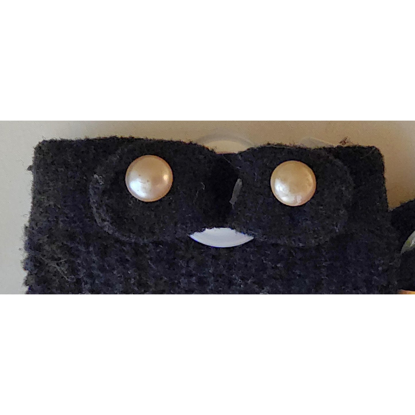 Vintage Wrist Gloves 1950s Black Nylon Stretch Knit Gloves Faux Pearls Mid Century one size to L