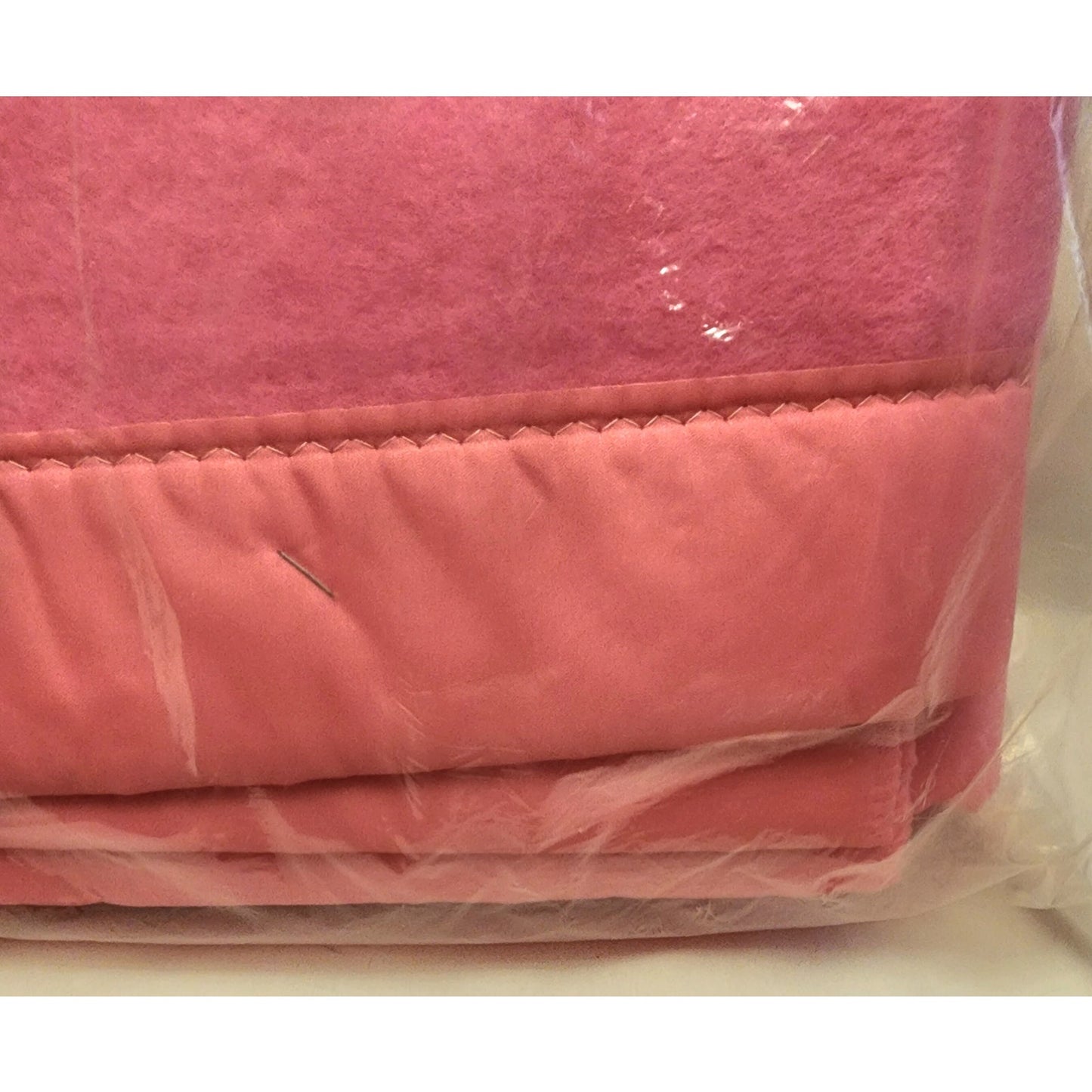 Unused Vintage Blanket 1960s Bright Pink Acrylic Blanket Pink Trim Restful Irregulars NIP Mid Century Bedding Full Size 80 x 90 in