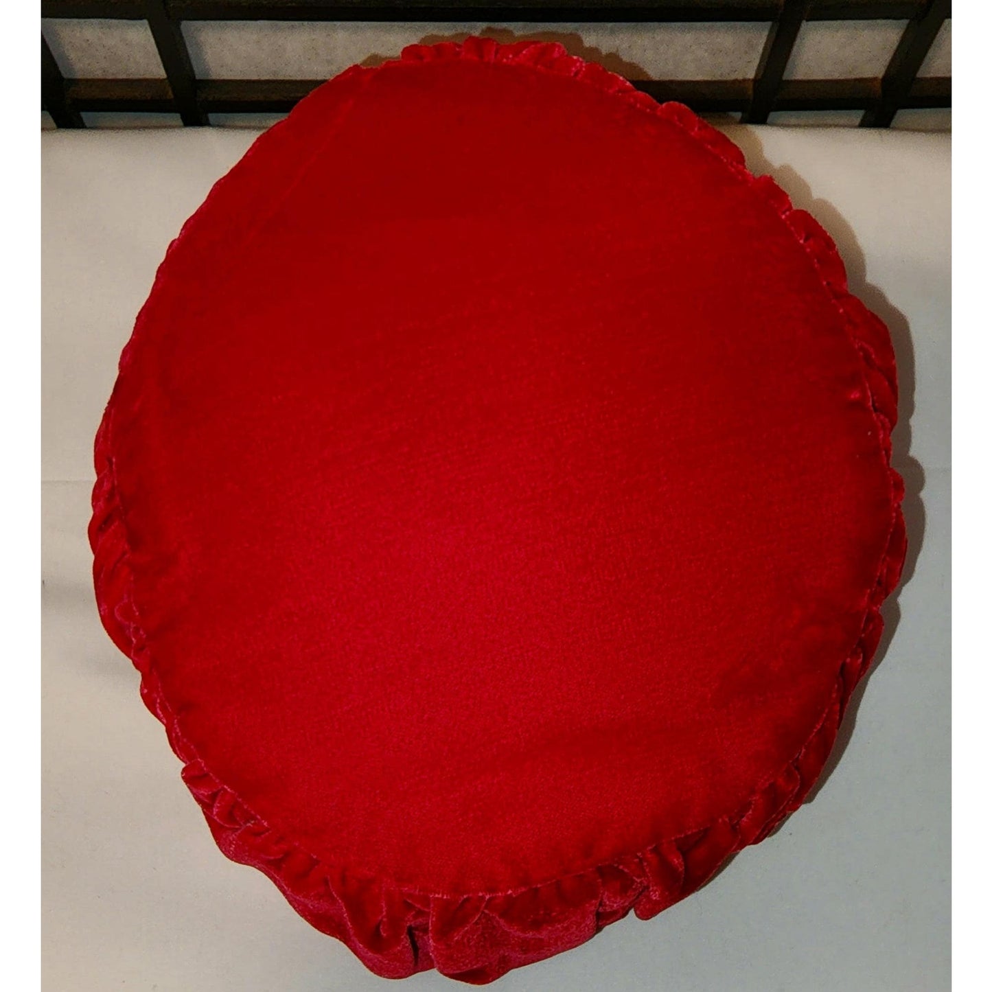Vintage Pillbox Hat 1950s 60s Bright Red Pleated Velvet Tall Round Pillbox Hat Mid Century Handmade 21 in.