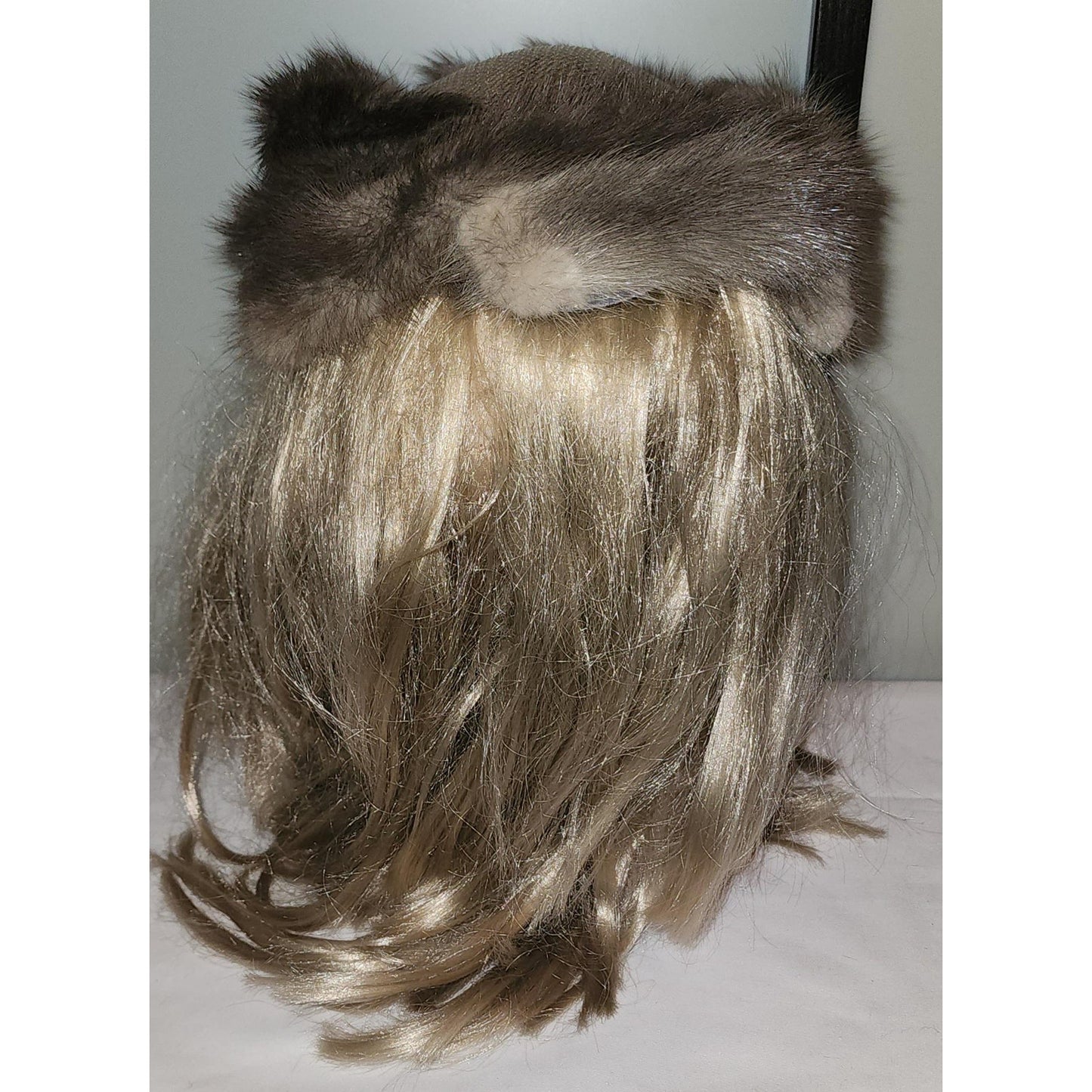 Vintage Fur Hat 1950s Round Silver Gray Mink Fur Hat Net Top Mid Century