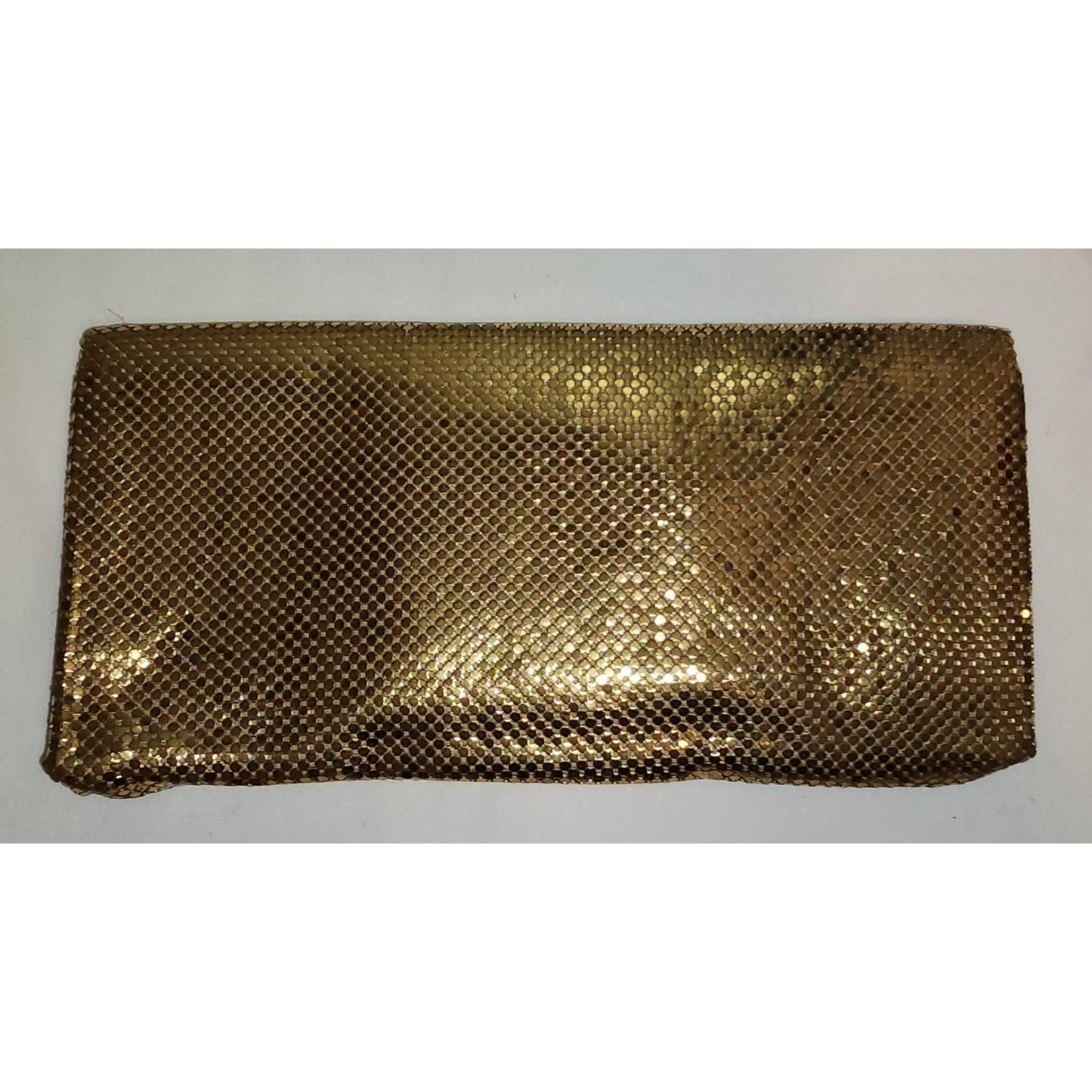 Vintage Gold Clutch 1950s Whiting and Davis Gold Metal Mesh Clutch Purse Rhinestone Clasp Mid Century Evening Purse Bag