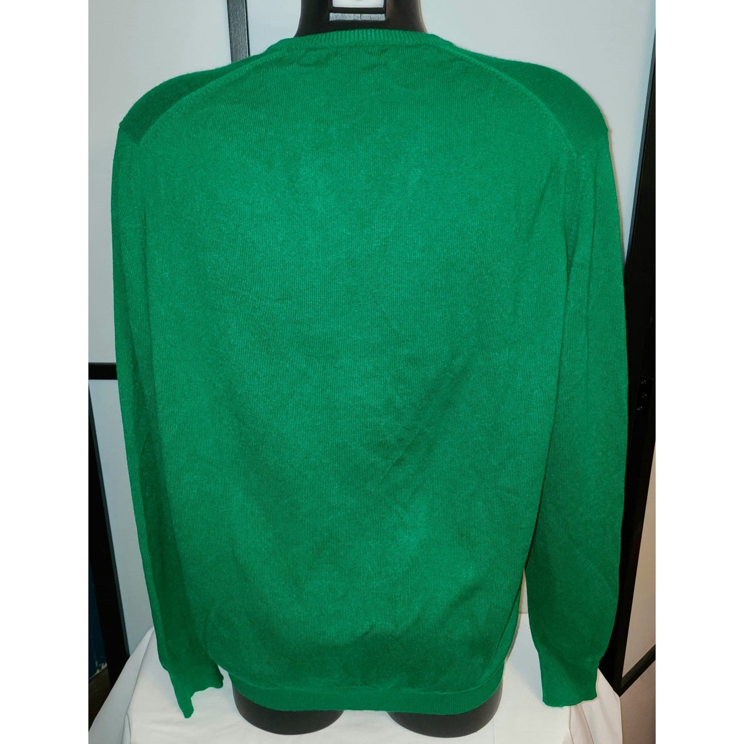 Men's Vintage Sweater 1990s Bright Green Cashmere Pullover Sweater Bullock & Jones Scotland XL chest 48 in.