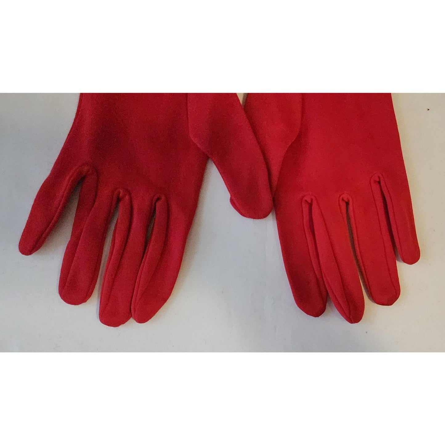 Vintage Red Gloves 1960s Red Stretch Nylon Wrist Gloves Mid Century L