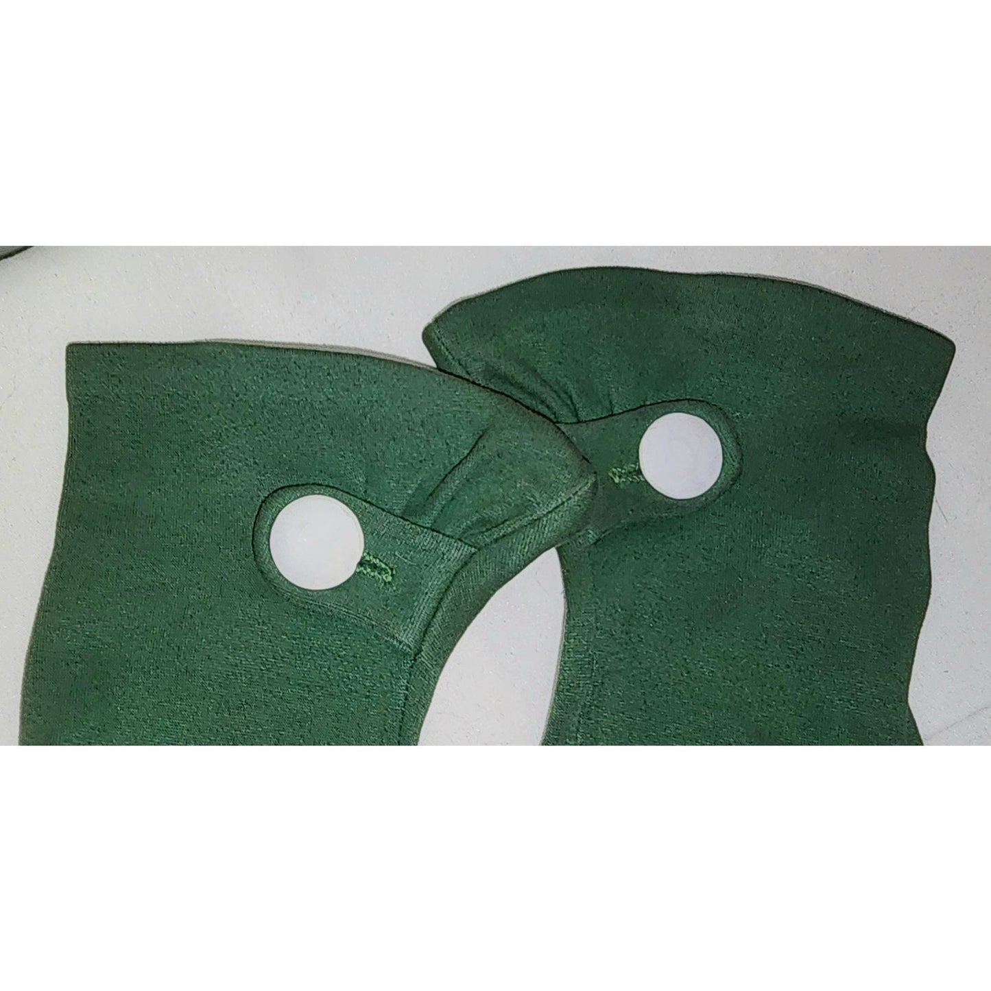 Vintage Green Gloves 1940s 50s Medium Green Fabric Wrist Gloves Gauntlet Button Tab Detail Art Deco Mid Century 7