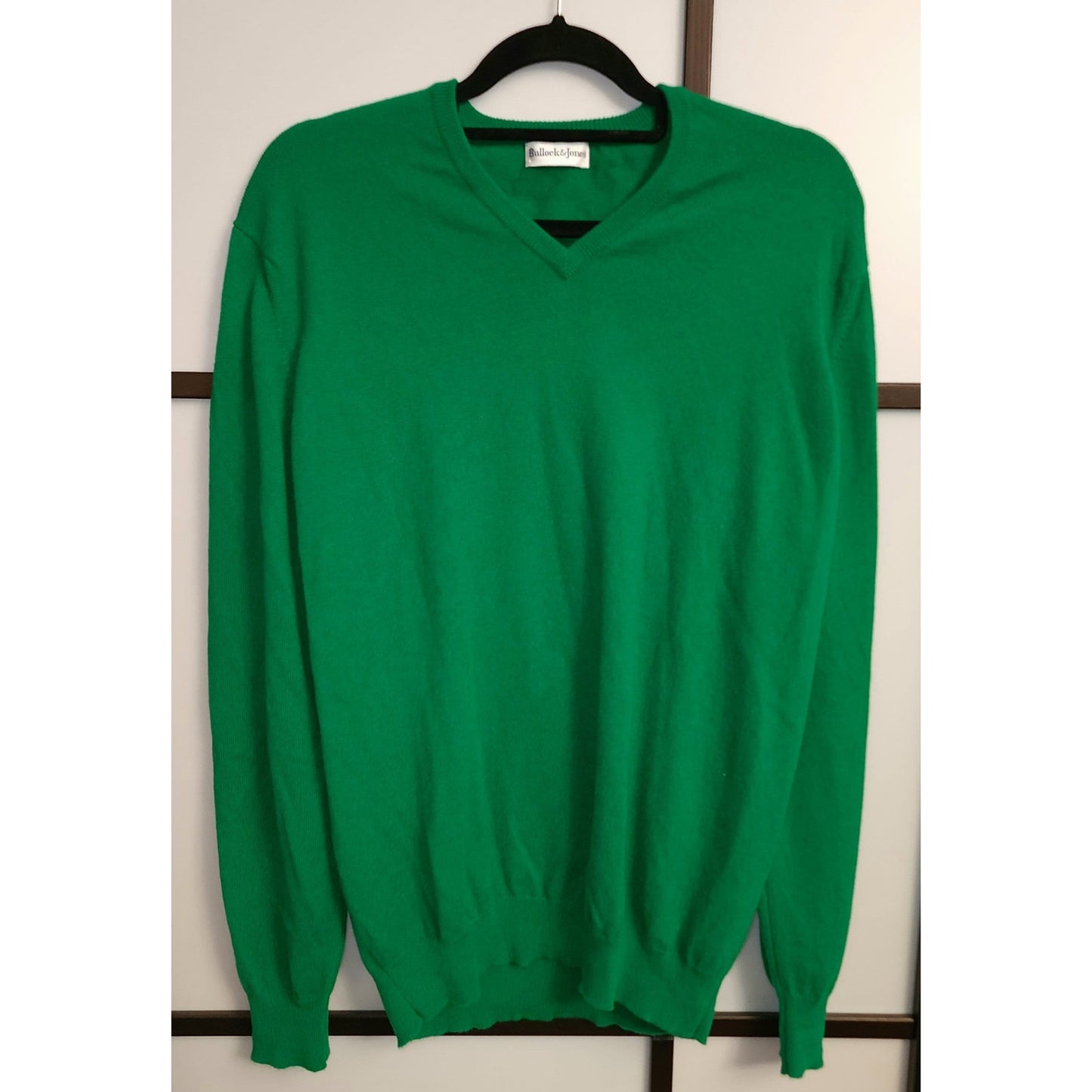 Men's Vintage Sweater 1990s Bright Green Cashmere Pullover Sweater Bullock & Jones Scotland XL chest 48 in.