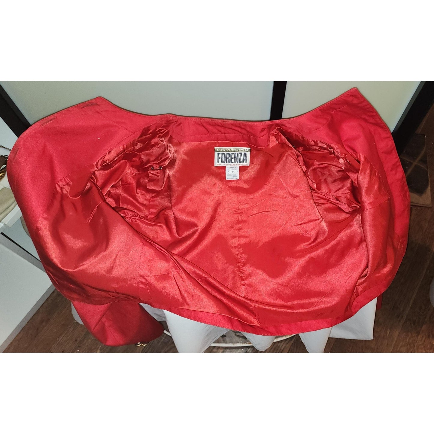 Vintage 80s 90s Bright Red Forenza Cropped Blazer Jacket Gold Buttons S