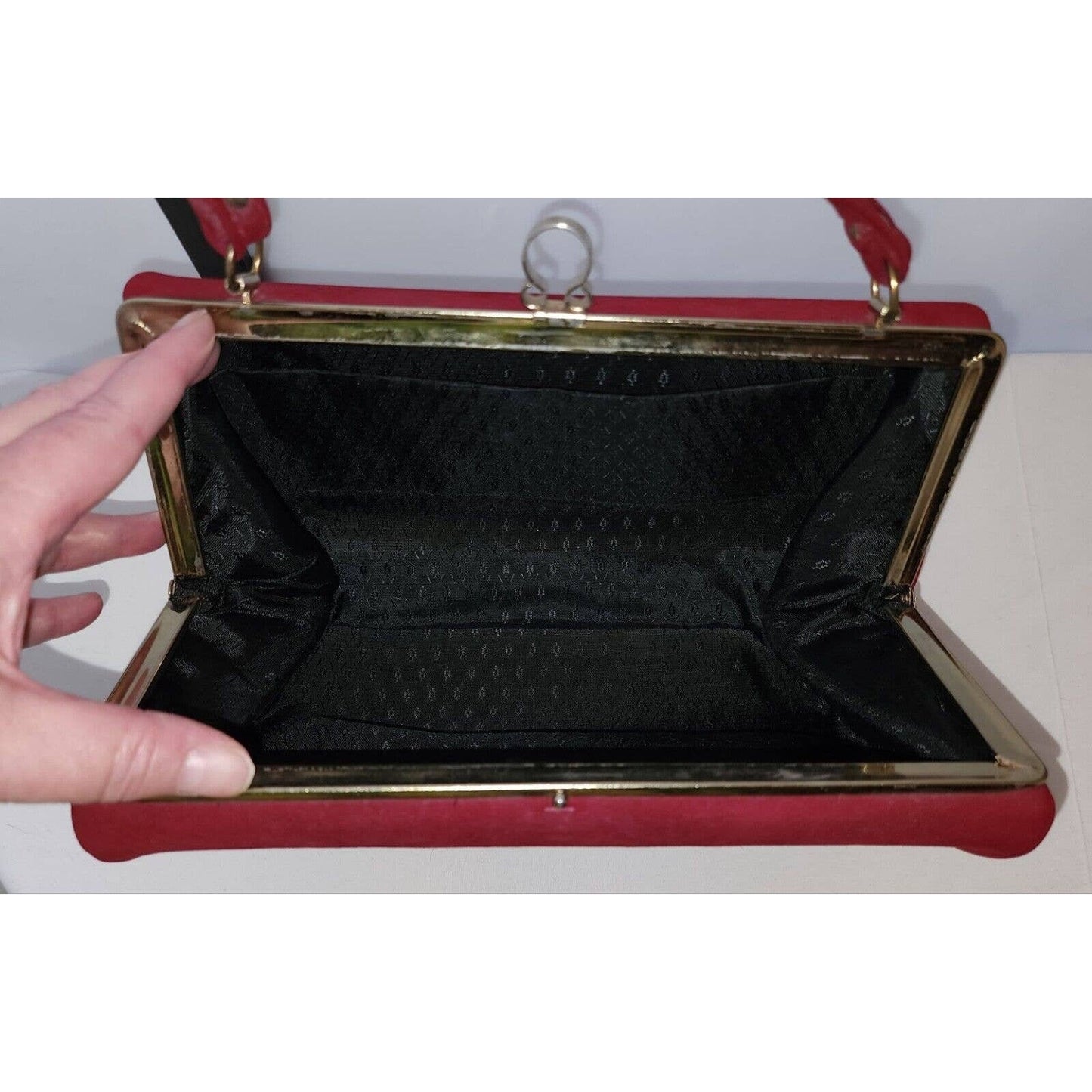 Vintage 1950s Purse Dark Red Maroon Oval Barrel Purse Soft Suedelike Fabric Mid Century