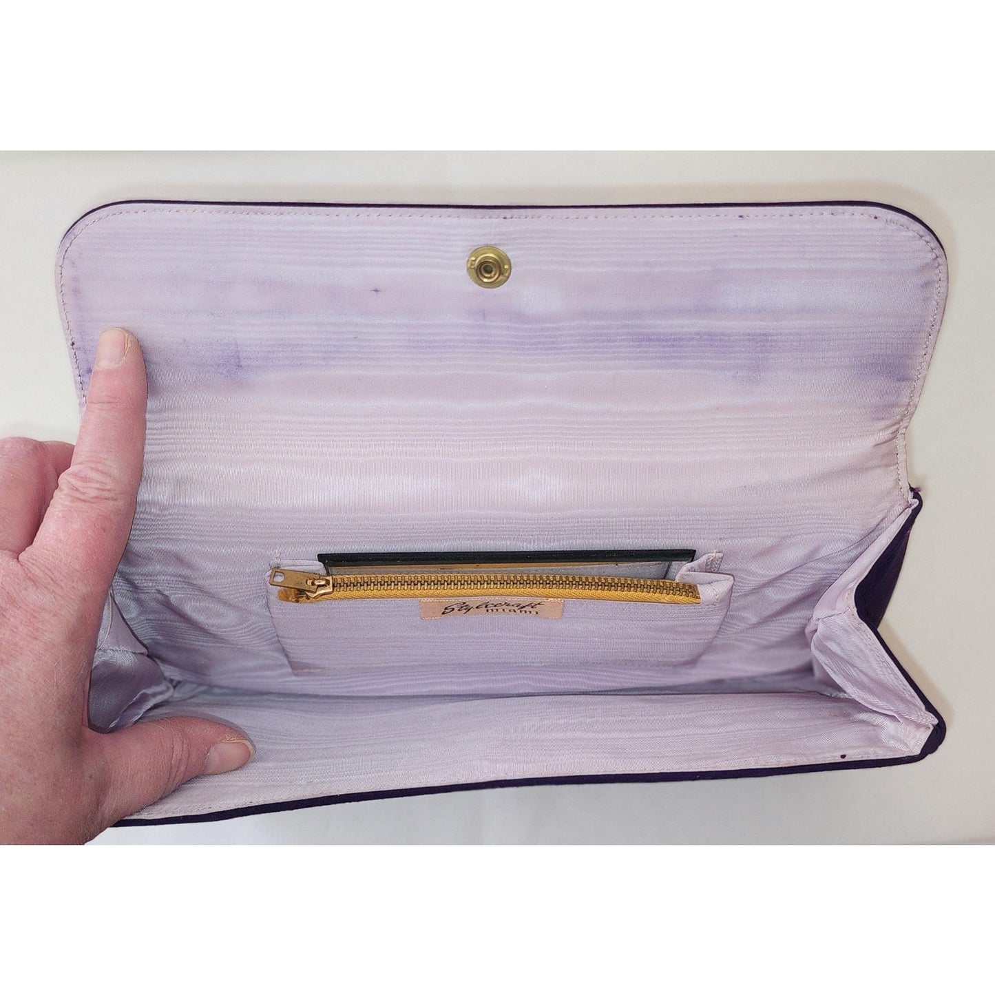 Vintage Clutch Purse 1950s Dark Purple Suede Clutch Purse Stylecraft of Miami Mid Century