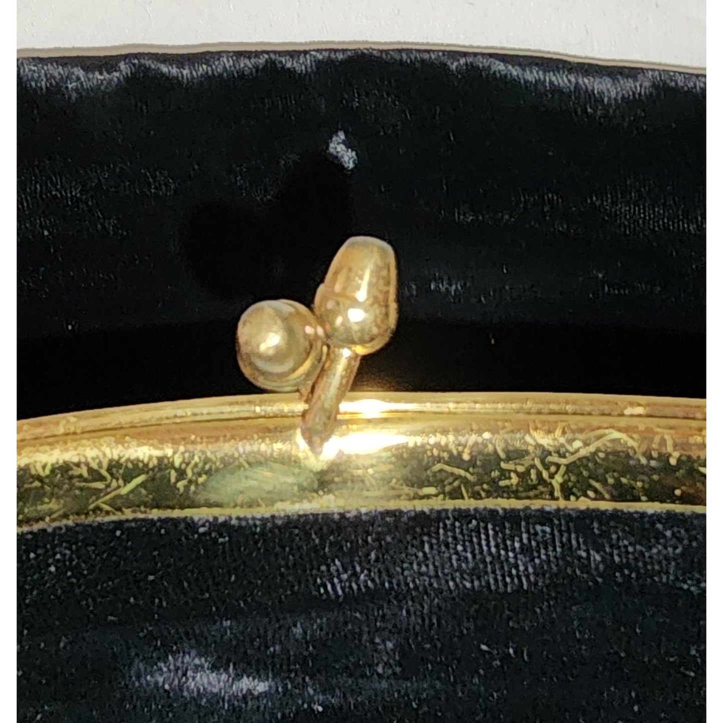 Vintage Clutch Purse 1950s Black Velvet Pouch Foldover Clutch Purse Goldtone Metal Frame Kiss Lock Satin Lining Mid Century