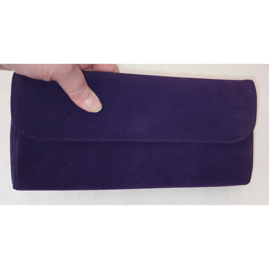 Vintage Clutch Purse 1950s Dark Purple Suede Clutch Purse Stylecraft of Miami Mid Century