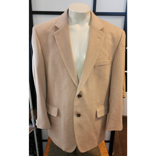 Vintage Men's Jacket 1990s 20002 Classic Tan Camel Hair Blazer 2 Button Jos A Bank L chest 45 in. shorter arms