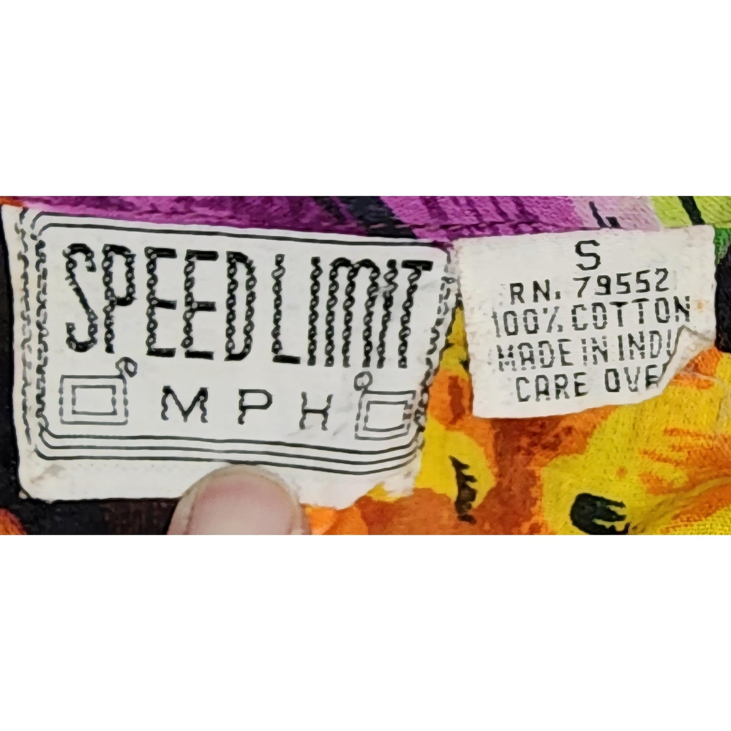 Vintage 80s 90s Bright Purple Yellow Floral Thin Cotton Cropped Blouse Top Huge Flouncy Collar Speed Limit MPH Made in India Boho S