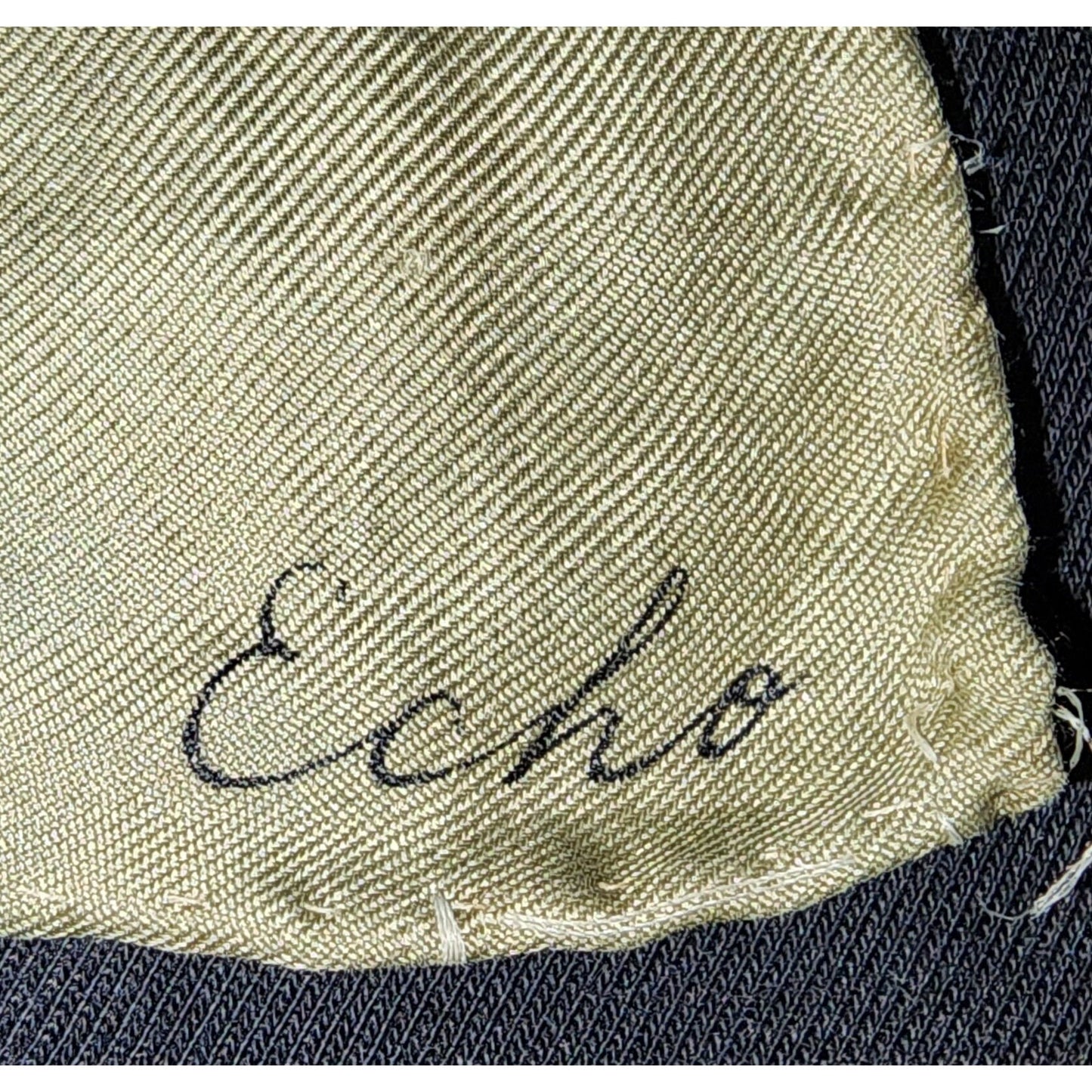 Vintage Echo Scarf 1950s 60s Thin Silk Black Khaki Op Art Print Scarf Mid Century Designer Boho 26.5 x 27 in.