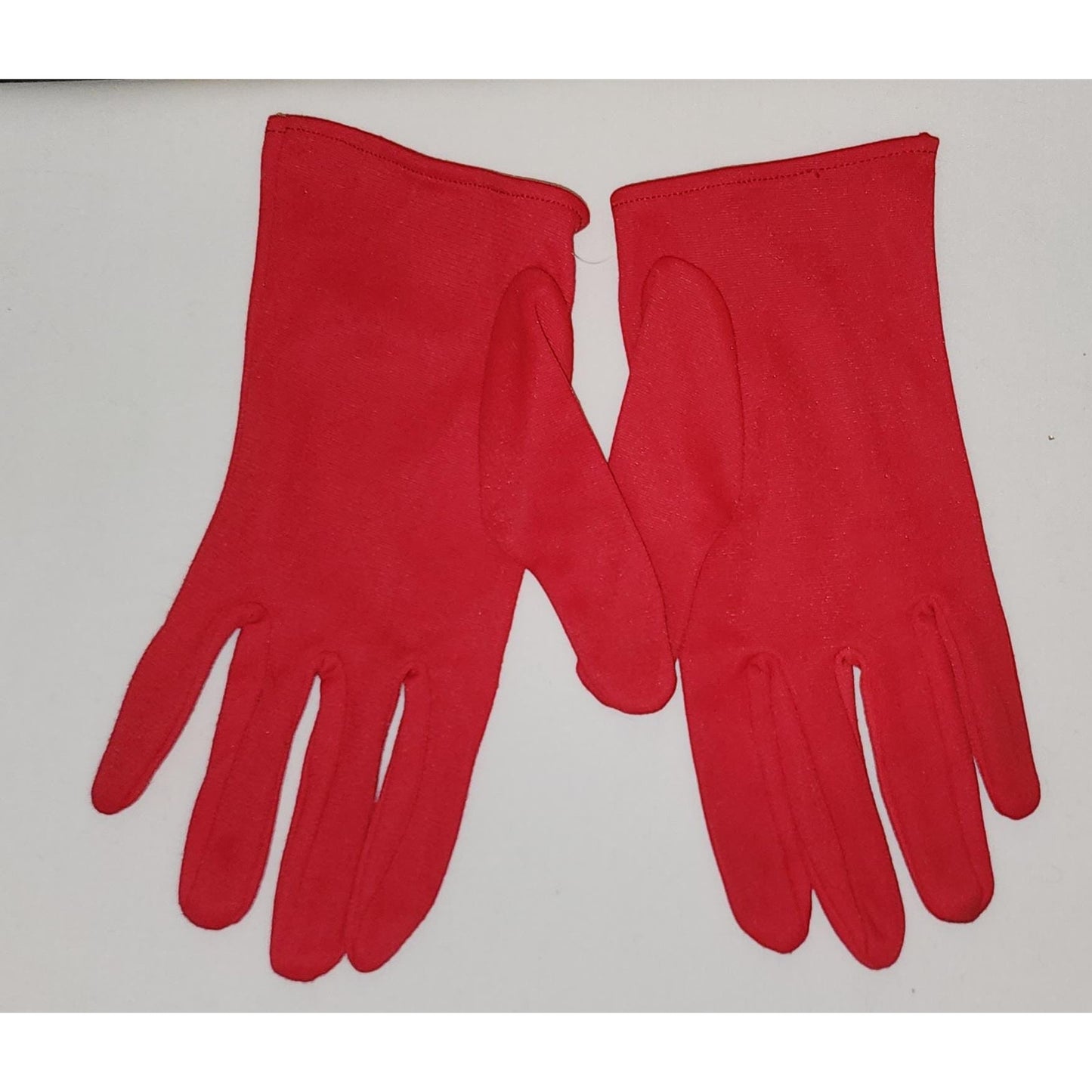 Vintage Red Gloves 1960s Red Stretch Nylon Wrist Gloves Mid Century L