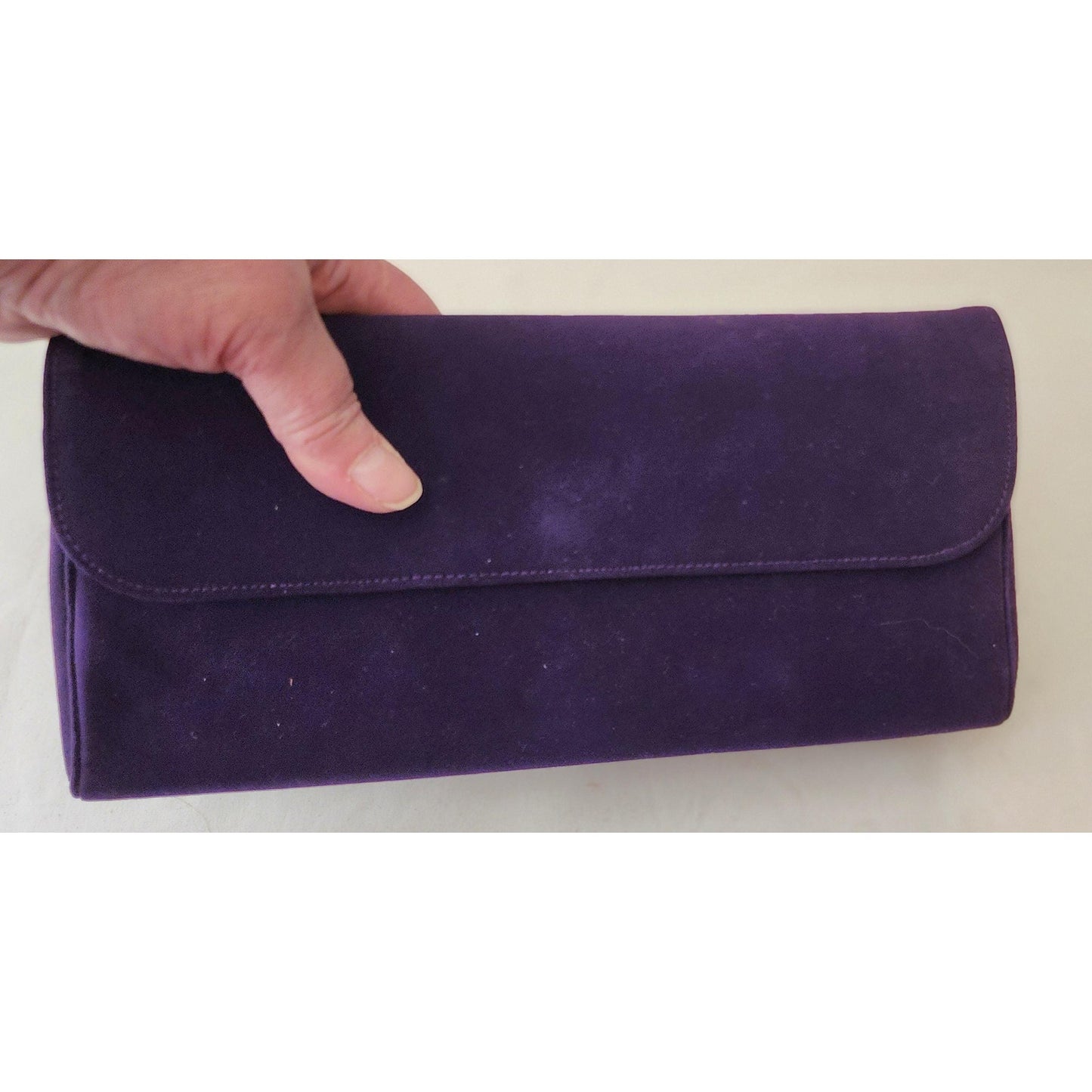 Vintage Clutch Purse 1950s Dark Purple Suede Clutch Purse Stylecraft of Miami Mid Century