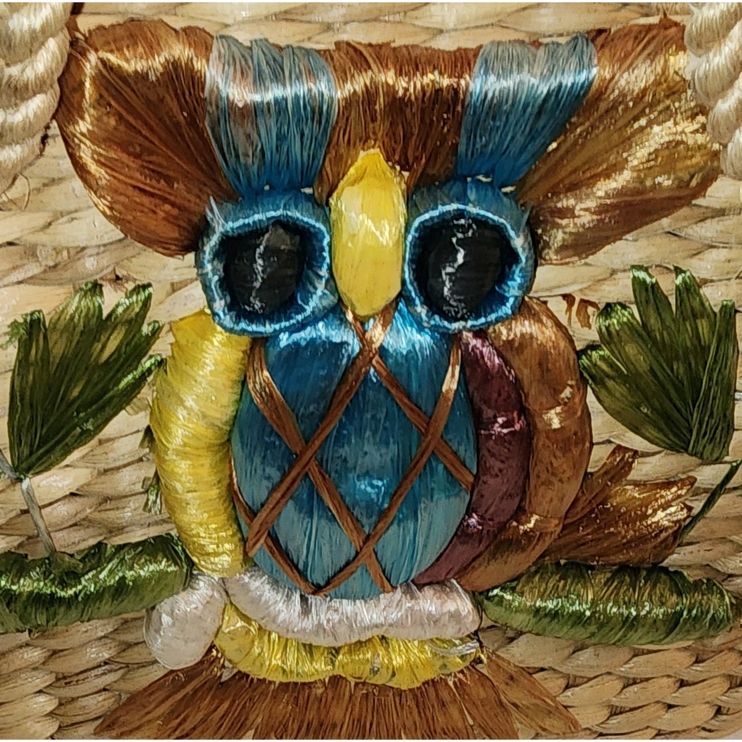 Vintage Owl Purse 1960s Large Woven Straw Raffia Owl Purse Tote Bag Bags by Patricia Mid Century