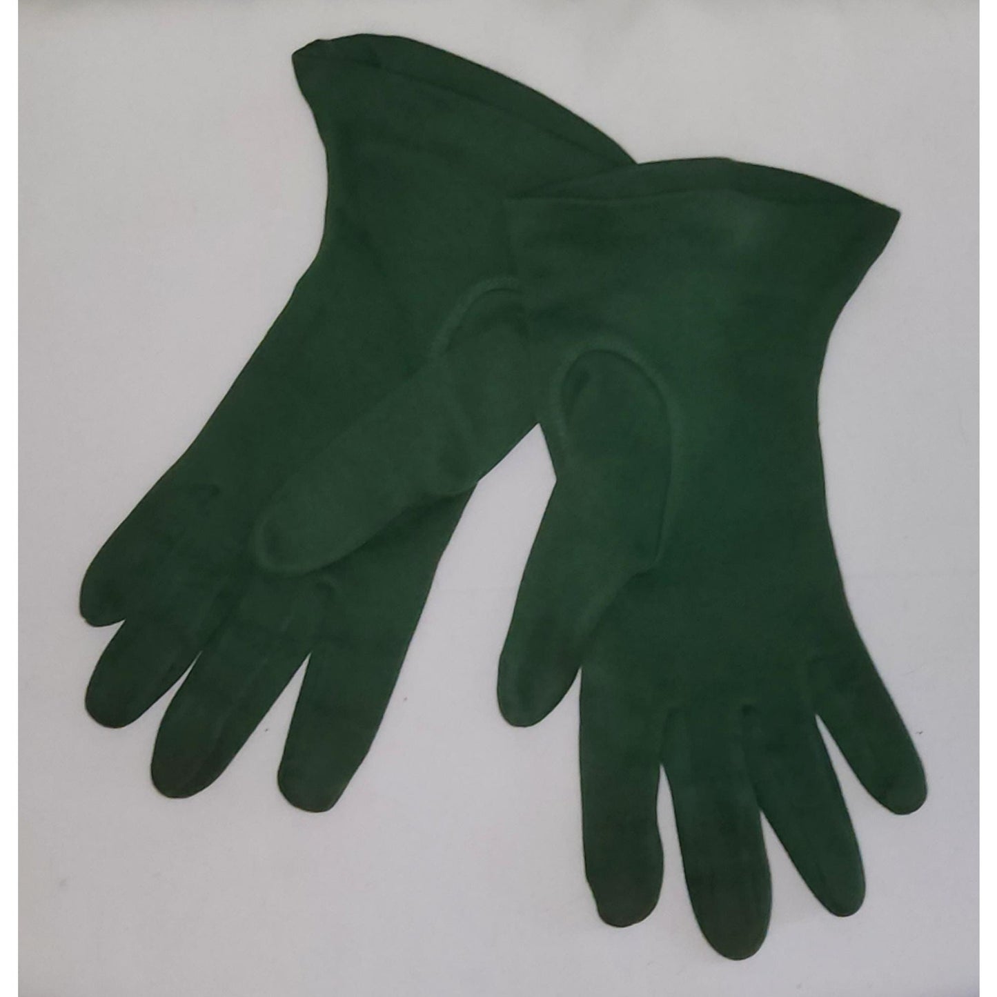 Vintage Green Gloves 1940s 50s Medium Green Fabric Wrist Gloves Gauntlet Button Tab Detail Art Deco Mid Century 7