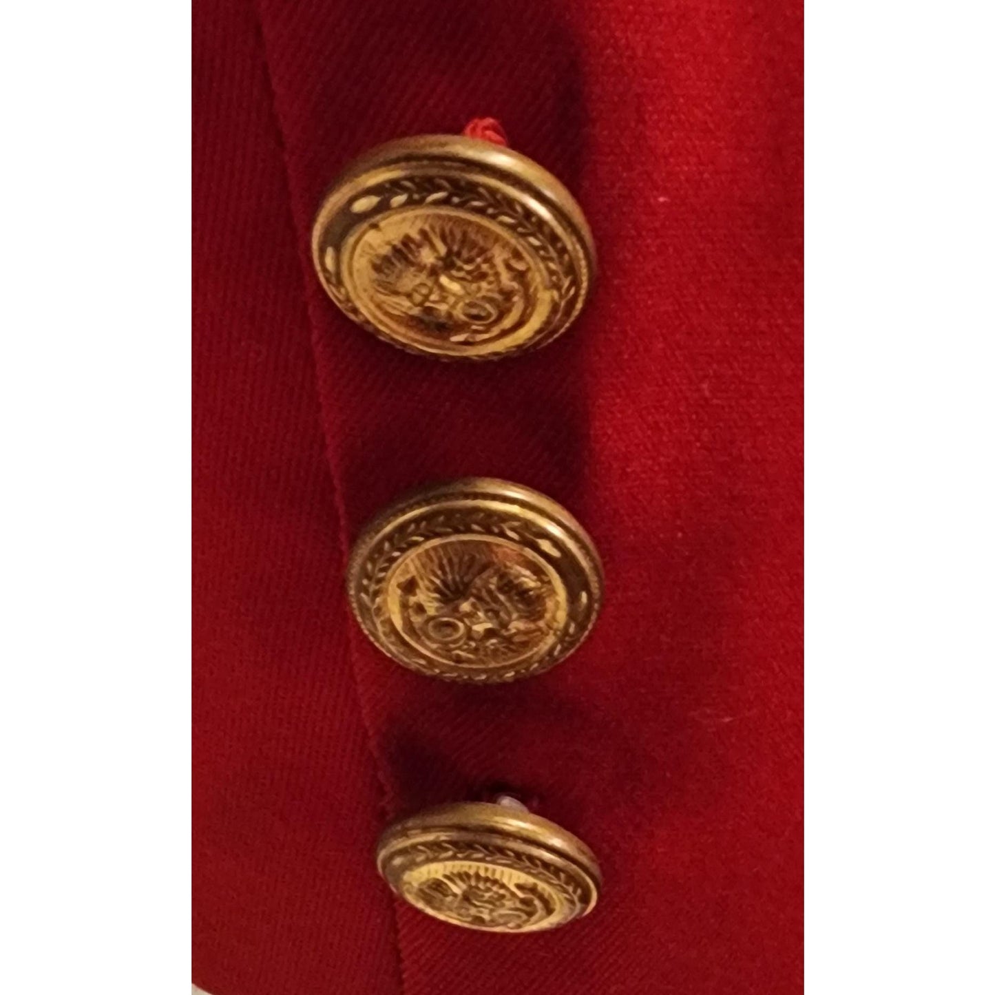 Vintage 80s 90s Bright Red Forenza Cropped Blazer Jacket Gold Buttons S