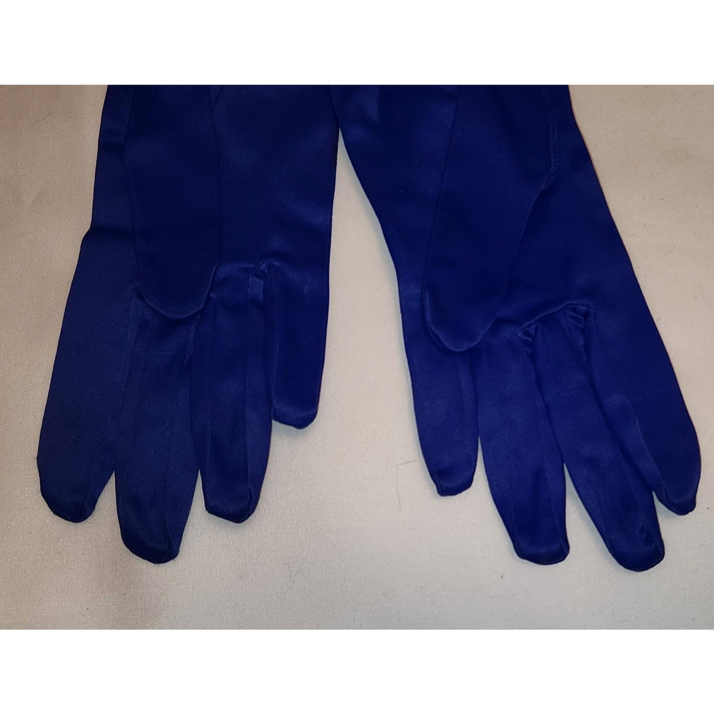 Vintage Satin Gloves 1960s Bright Purple Blue Stretch Satin Wrist Gloves Western Germany Mid Century M needs a few stitches