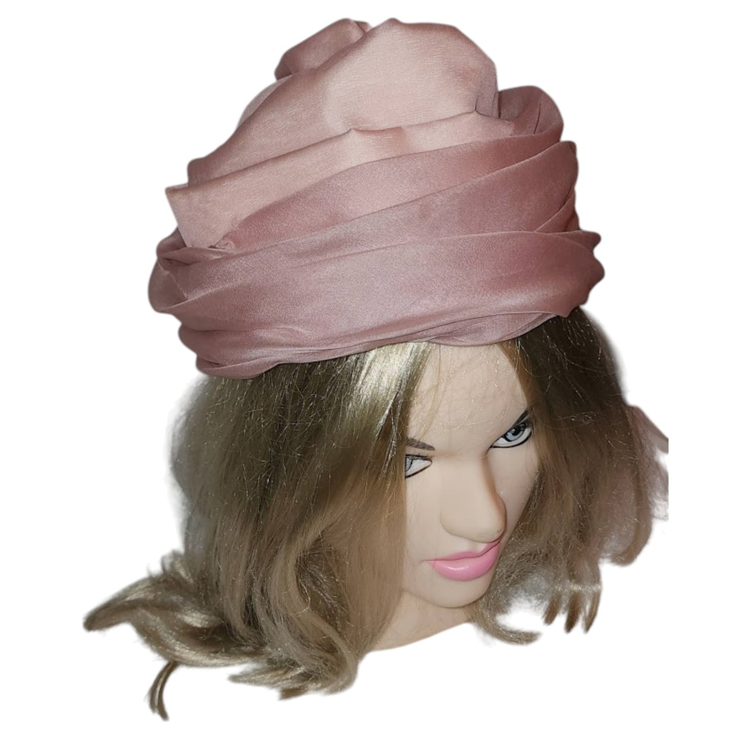 Vintage Rosette Hat 1950s 60s Light Pink Mauve Rosette Hat Pouf Hat Mid Century 22 inches