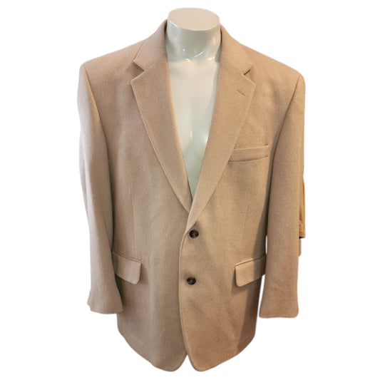 Vintage Men's Jacket 1990s 20002 Classic Tan Camel Hair Blazer 2 Button Jos A Bank L chest 45 in. shorter arms