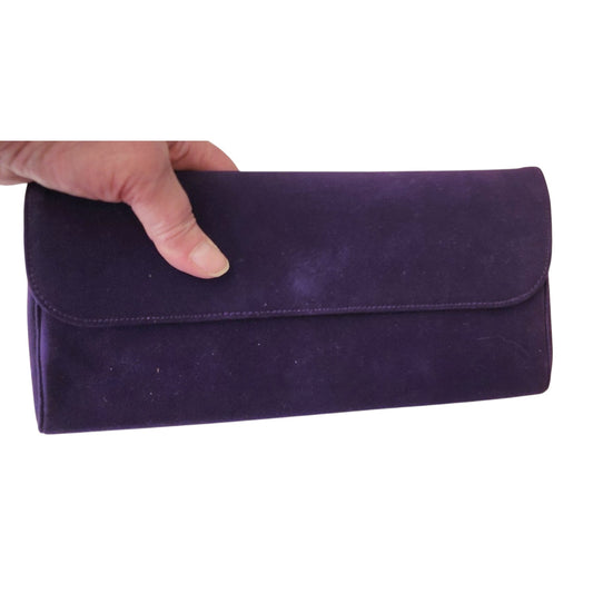 Vintage Clutch Purse 1950s Dark Purple Suede Clutch Purse Stylecraft of Miami Mid Century