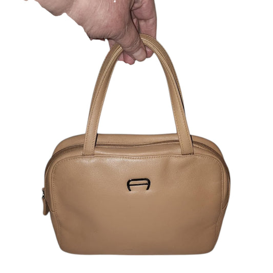 Vintage Etienne Aigner Small Beige Leather Top Handle Purse Boho