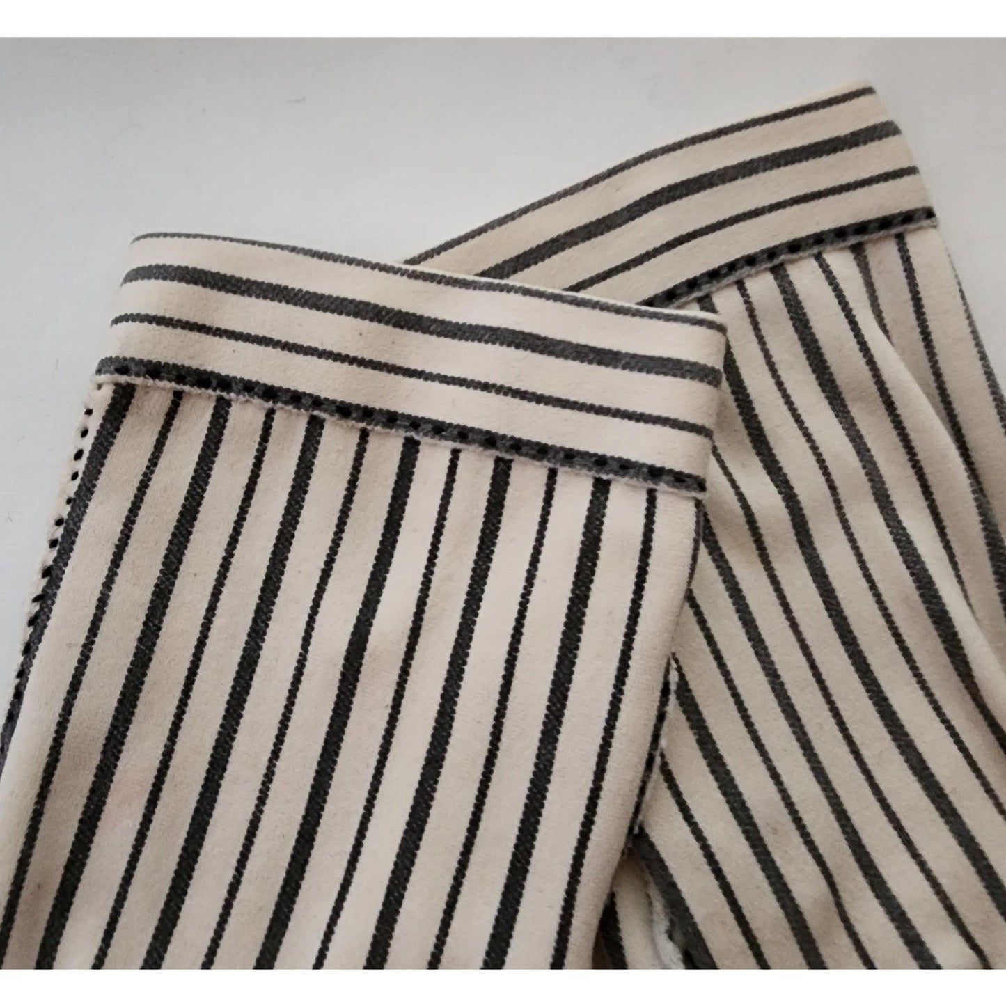 Vintage Hermes Gloves 1950s Cream Blue Pinstriped Cotton Blend Gant Hermes Wear Right Exclusive USA Mid Century Designer