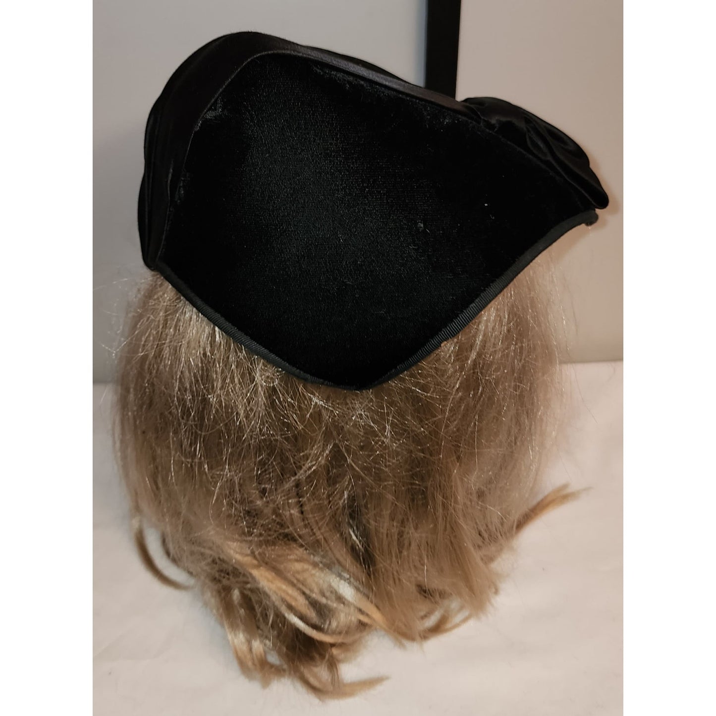 Vintage Asymmetric Hat Chic 1940s Black Velvet Fabric Bow Hat Film Noir Mid Century