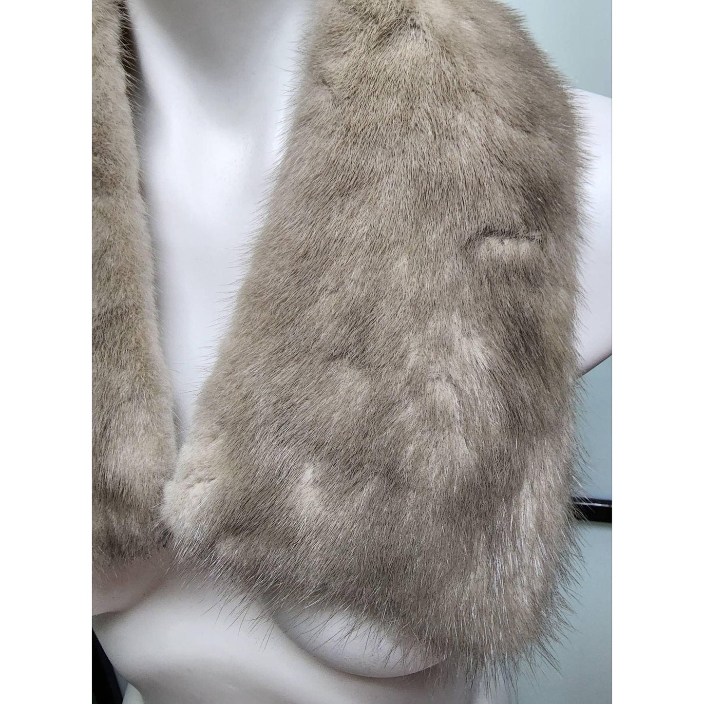 Vintage Fur Collar 1950s Silver Gray Mink Fur Collar for Sweater or Coat Fluffy Mink Fur Rockabilly Boho 28 x 5 in.